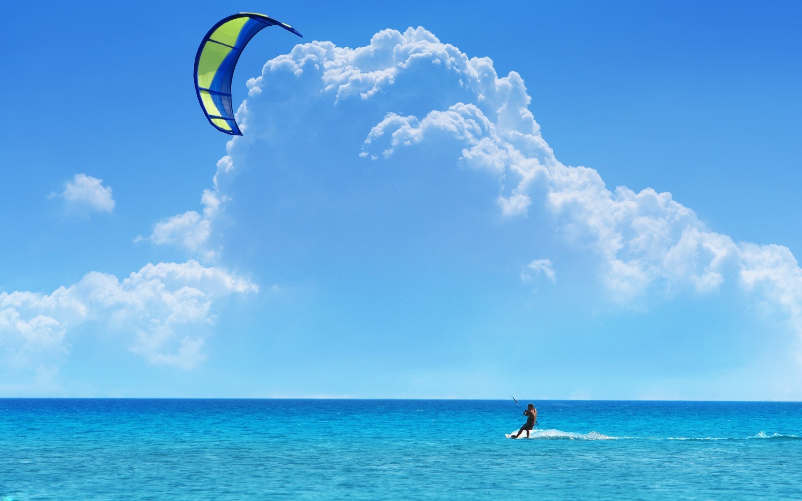 Kite surfing, Wind and waves, Exhilarating sport, Aquatic adventure, 2560x1600 HD Desktop