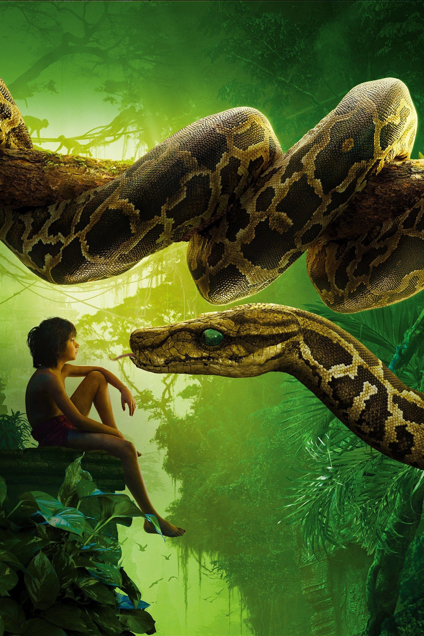 The Jungle Book (Movie), Mowgli and Kaa, Cinematic 4K wallpaper, Best movie wallpapers, 1440x2160 HD Phone