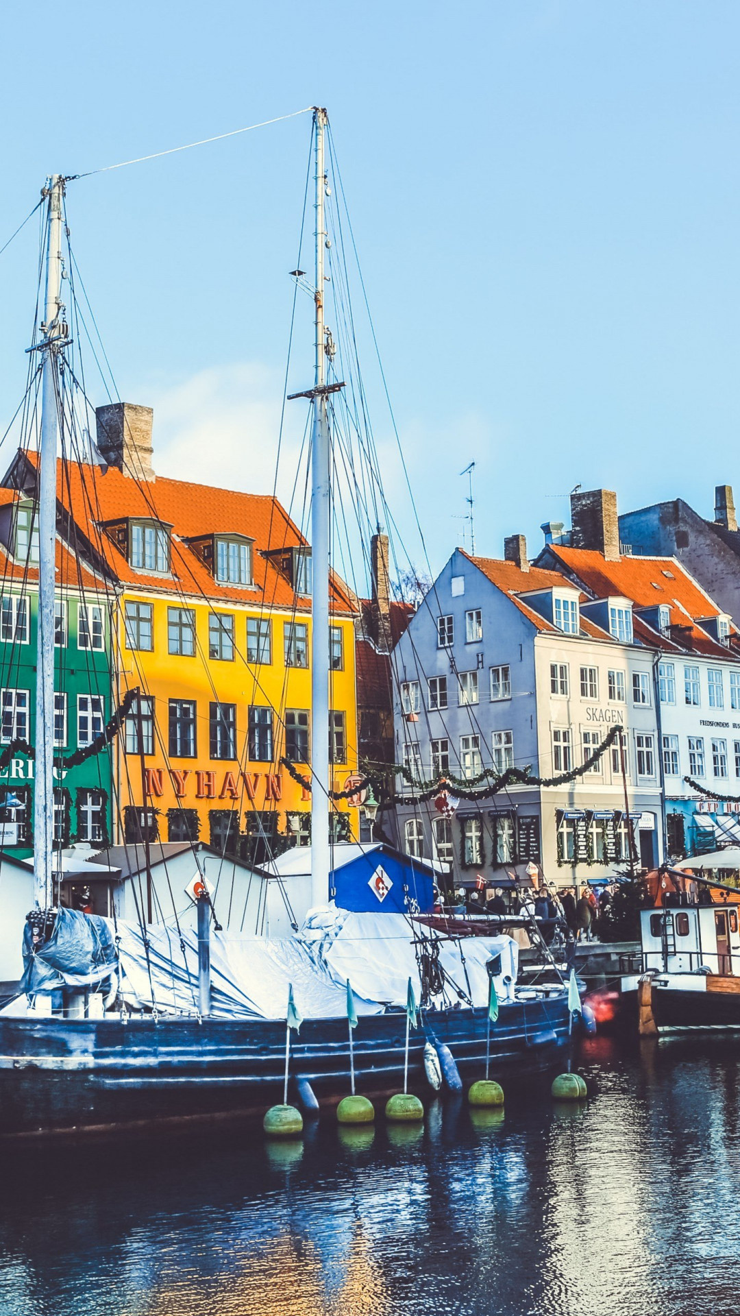 Nyhavn port, Denmark, Widescreen wallpaper, Scenic beauty, 1080x1920 Full HD Phone