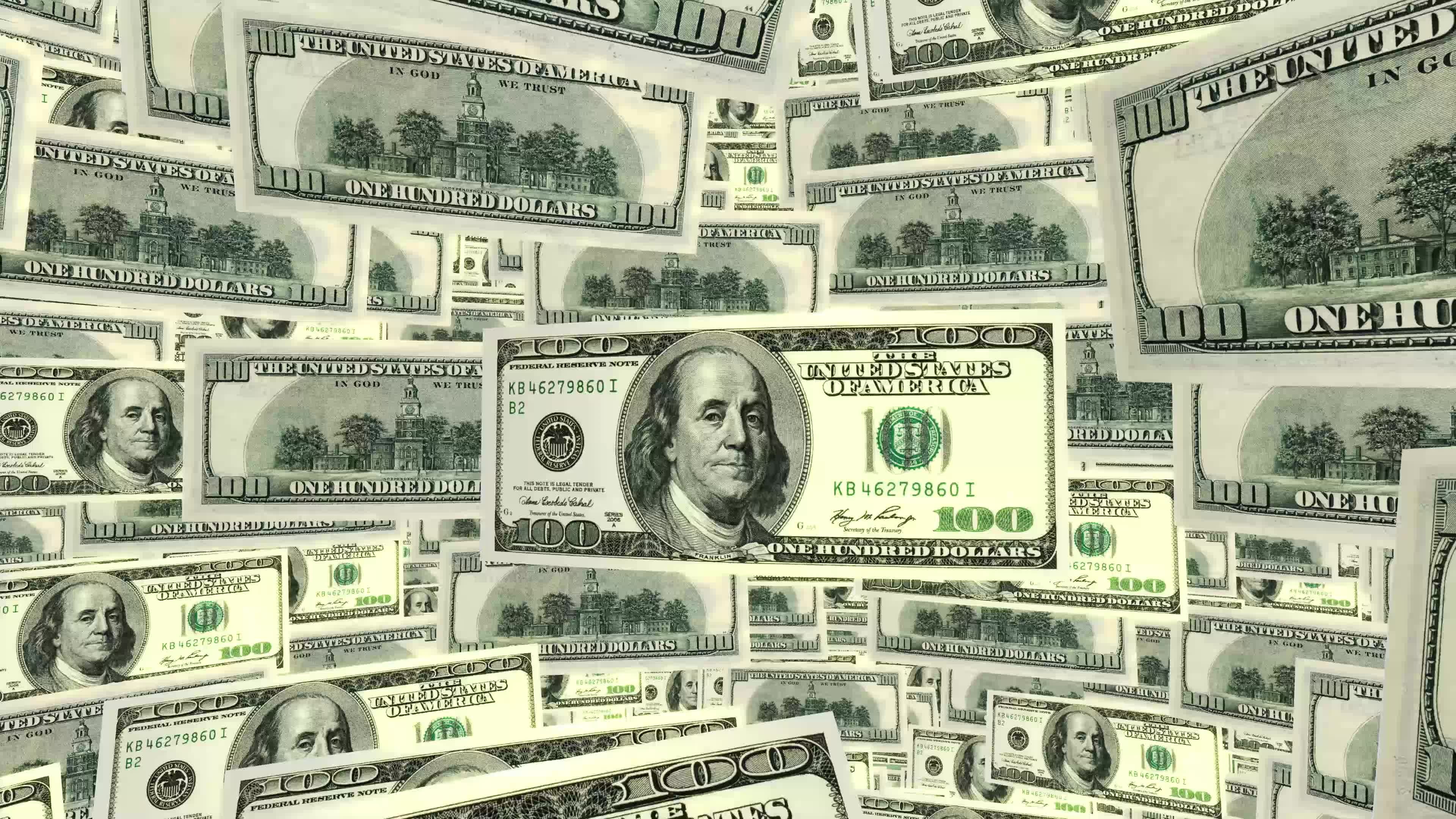 Dollar: United States one-hundred-dollar bill, Benjamin Franklin's portrait. 3840x2160 4K Wallpaper.