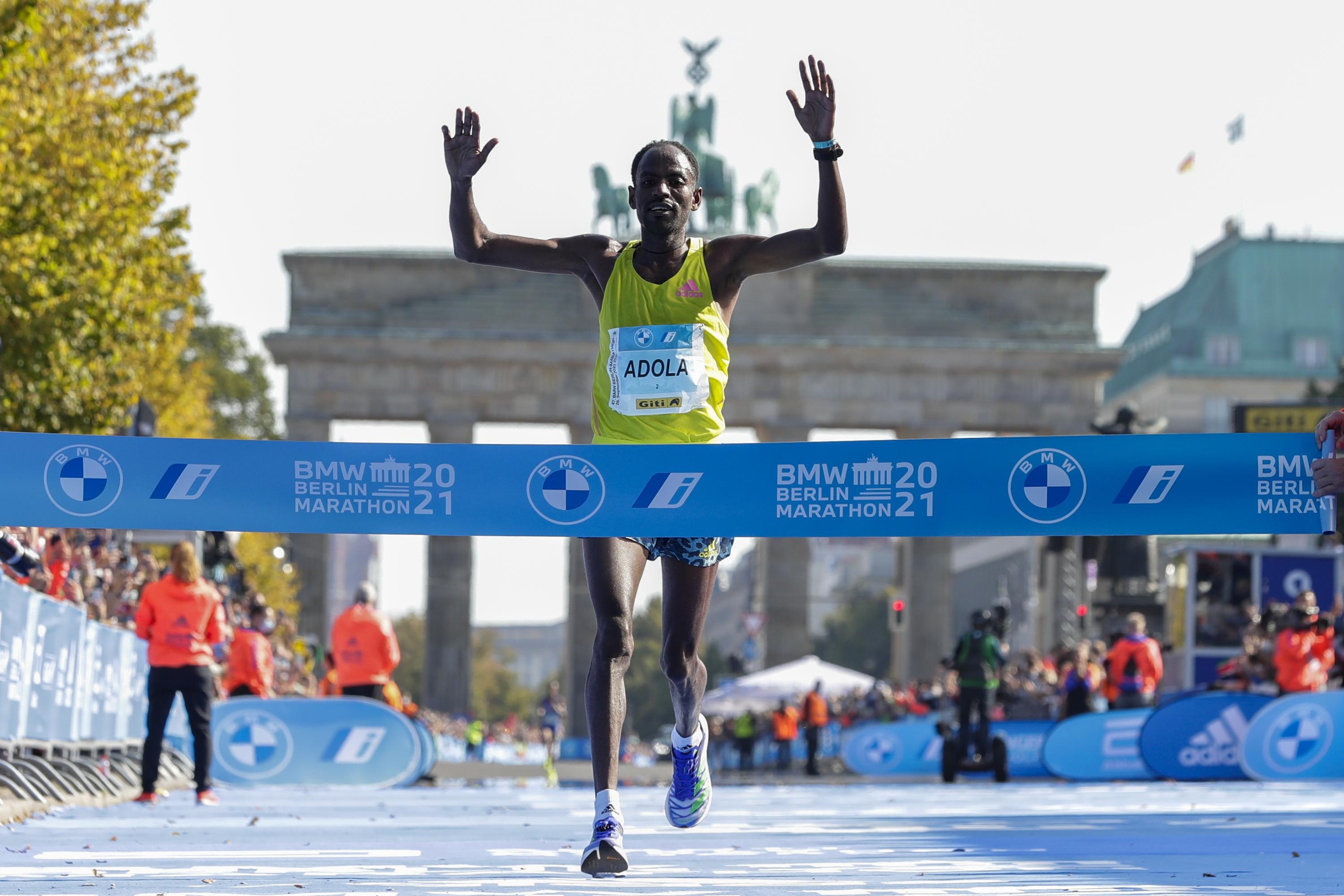 Marathon: 30-year-old Ethiopian, Guye Adola, 2021 Berlin Marathon, Distance-running winner, Bekele's challenger. 3000x2010 HD Background.