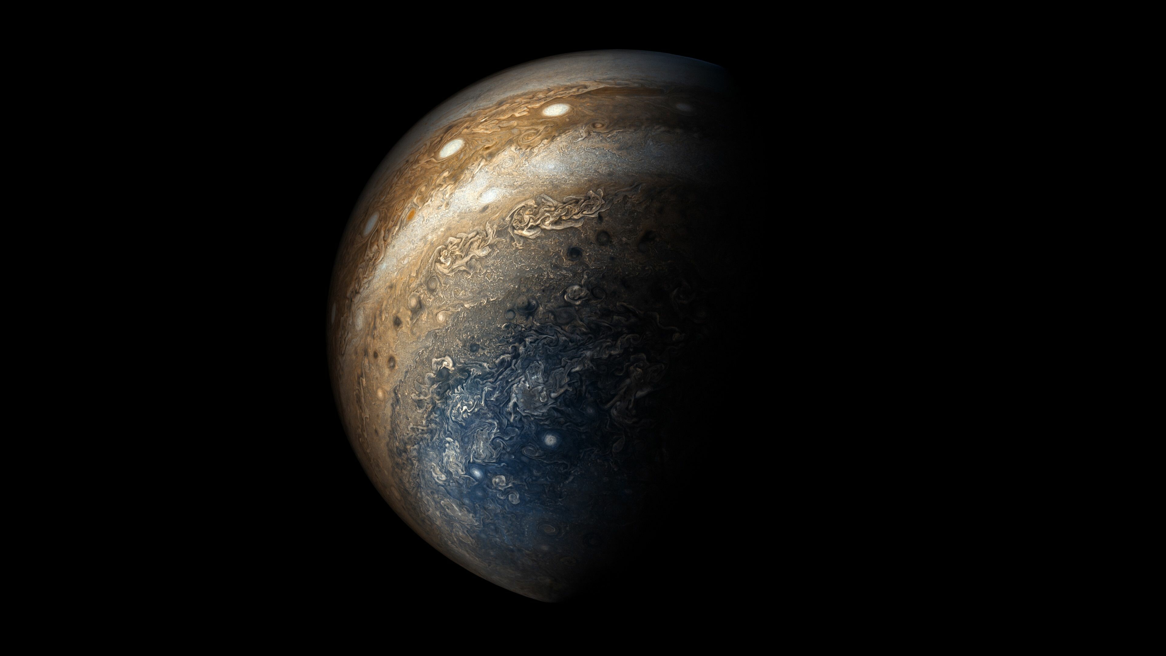 Planet: Jupiter, A gas giant with a mass more than two and a half times that of all the other planets in the Solar System. 3840x2160 4K Background.