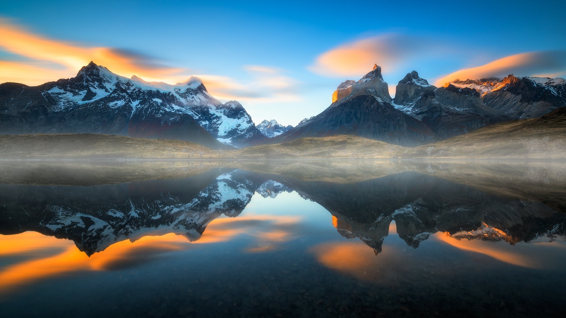 Chile: The country shares borders with Argentina to the east, and the Drake Passage to the south. 1920x1080 Full HD Background.