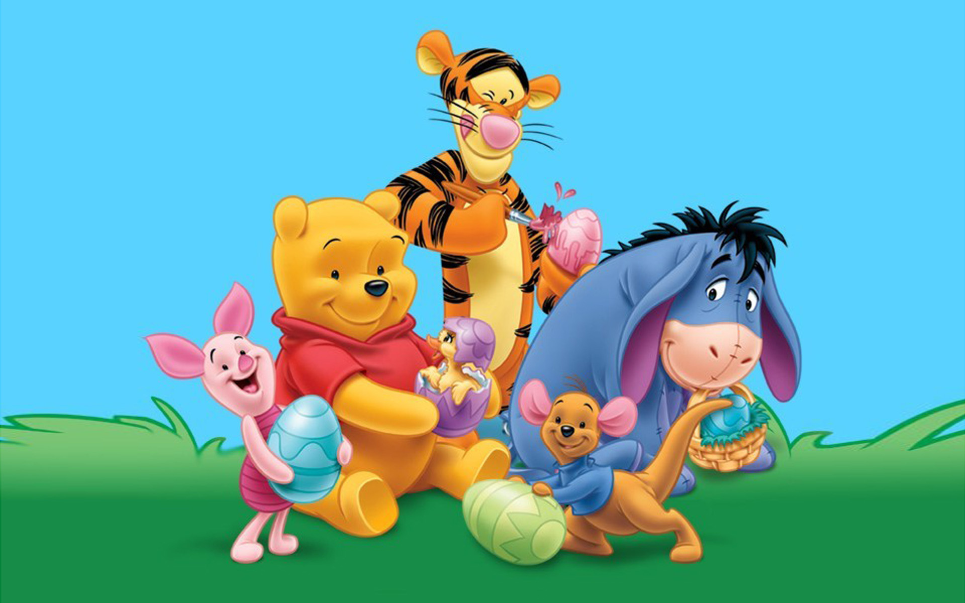 Tigger, Winnie the Pooh characters, Easter eggs, Painting, 1920x1200 HD Desktop