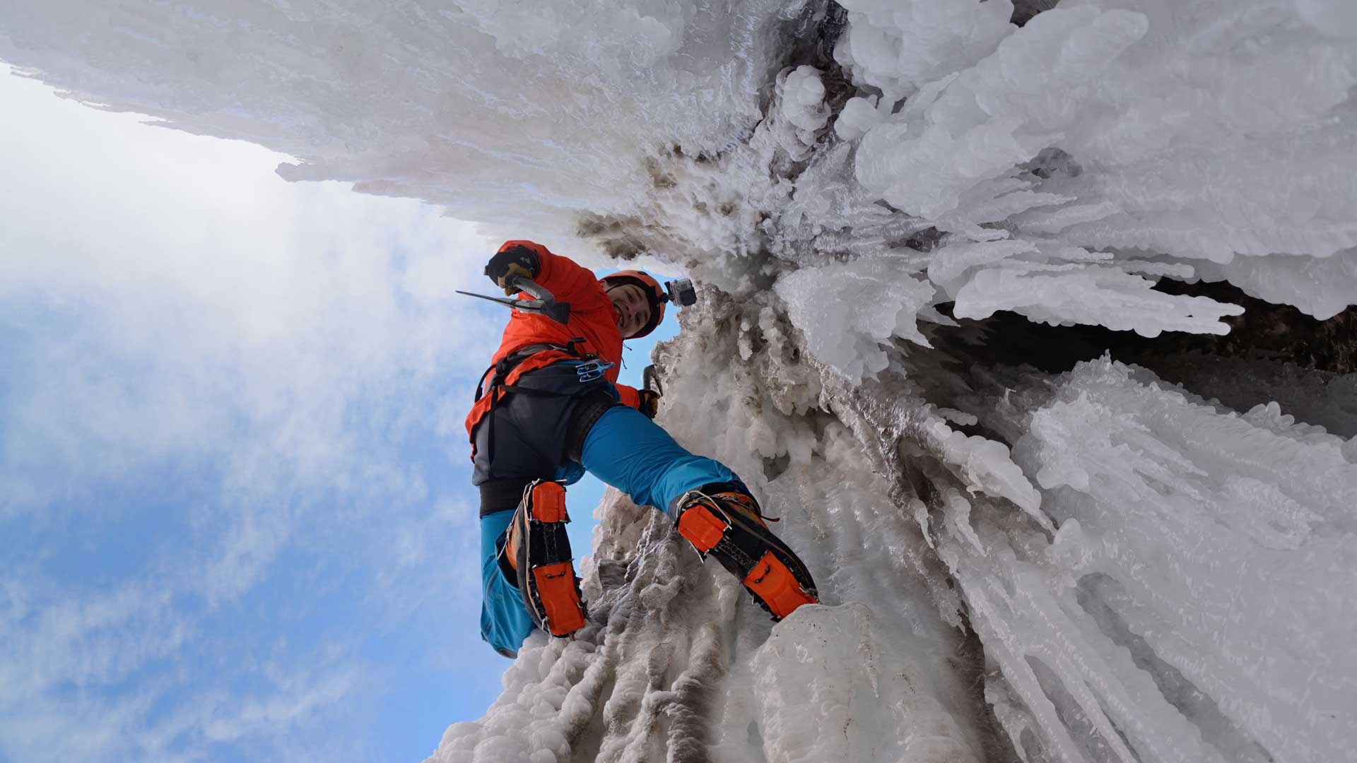 Ice Climbing: Climbing In The Dolomites, Physical And Mental Workout. 1920x1080 Full HD Background.