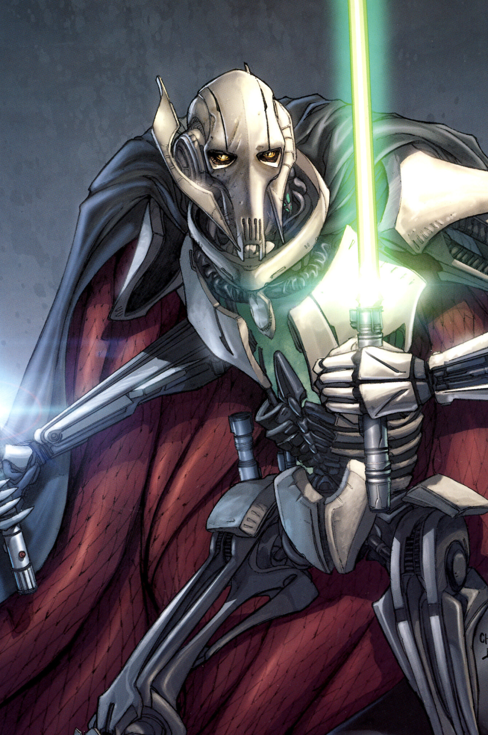 General Grievous: The famous Jedi hunting Cyborg, A feared warlord from the planet Kalee, Dominating his enemies in battle. 1670x2500 HD Wallpaper.