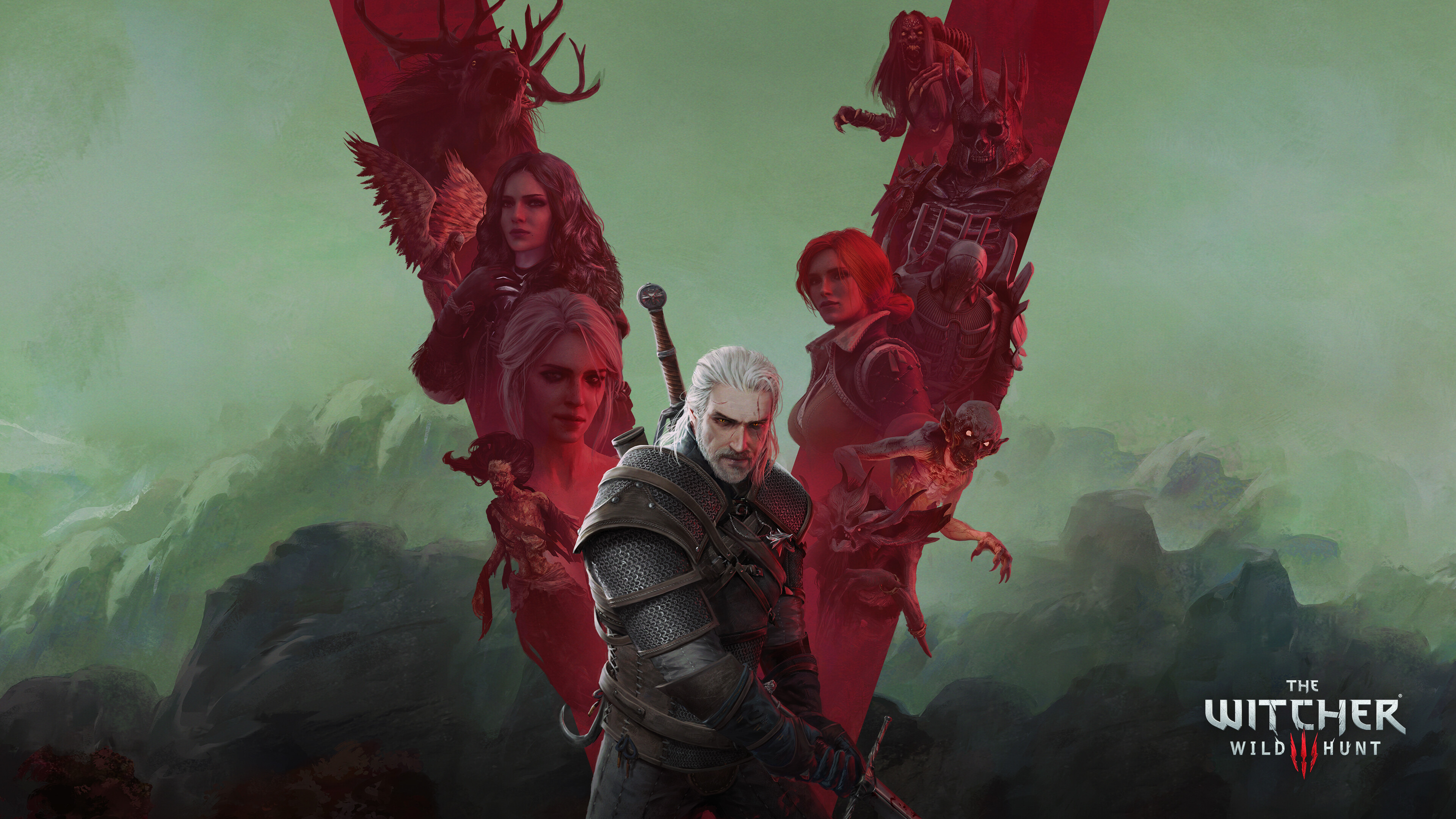 The Witcher (Game): Geralt of Rivia, Yennefer of Vengerberg, a powerful sorceress. 3840x2160 4K Wallpaper.