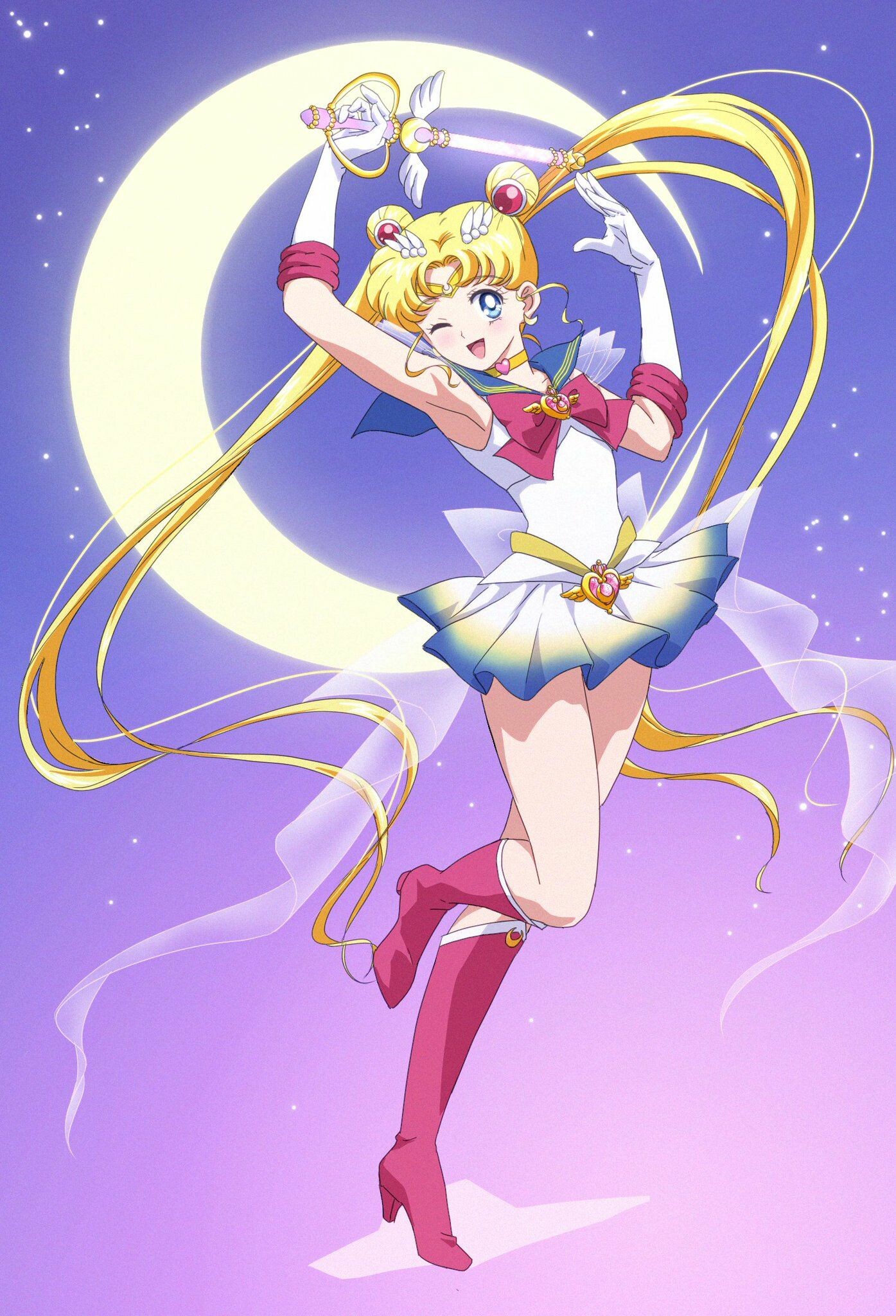 Sailor Moon Eternal: Usagi Tsukino, called Serena Tsukino, the main protagonist of the anime. 1400x2050 HD Background.