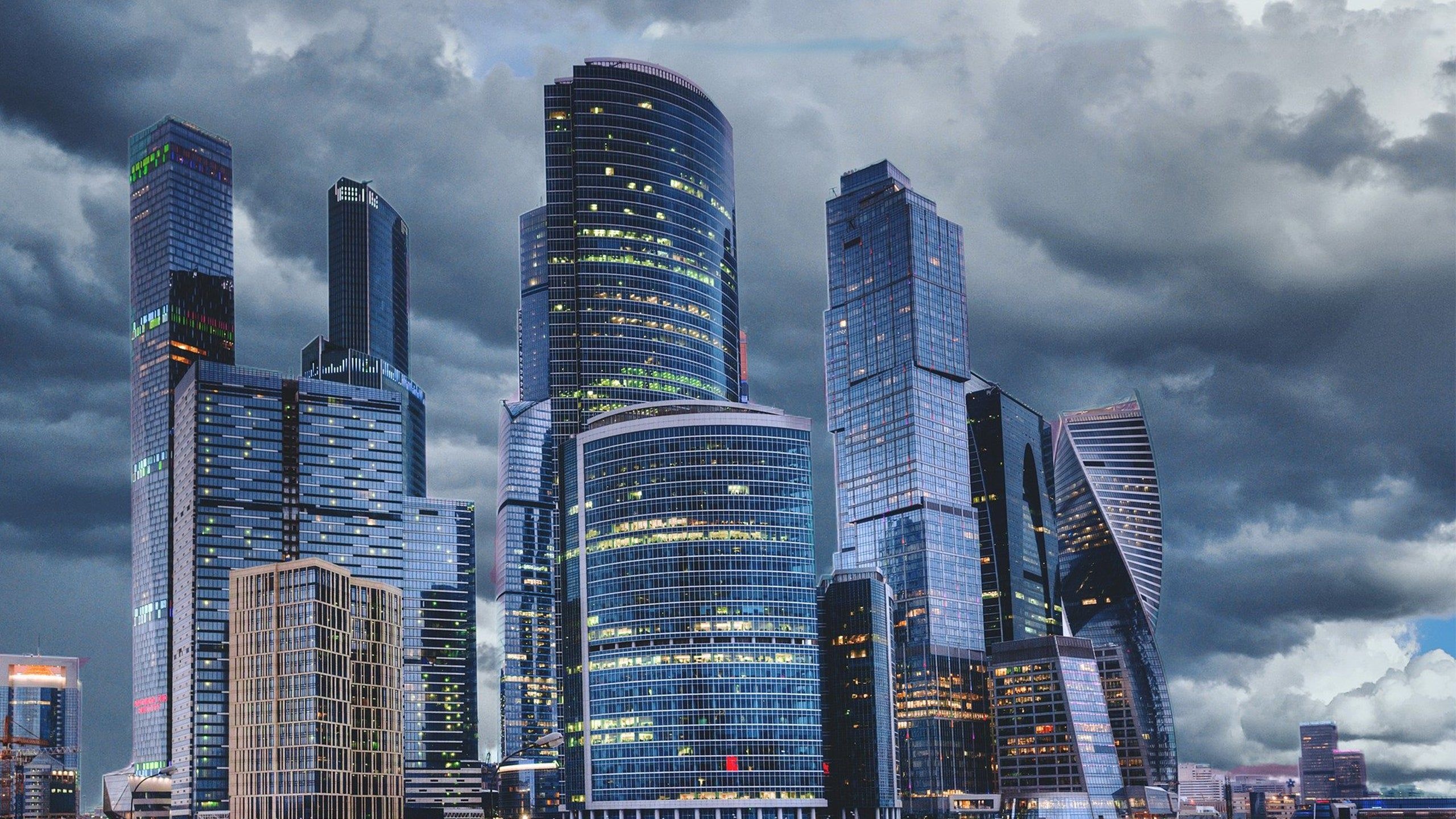 Moscow: Megalopolis, Russia, Street Architecture, The International Business Center. 2560x1440 HD Wallpaper.