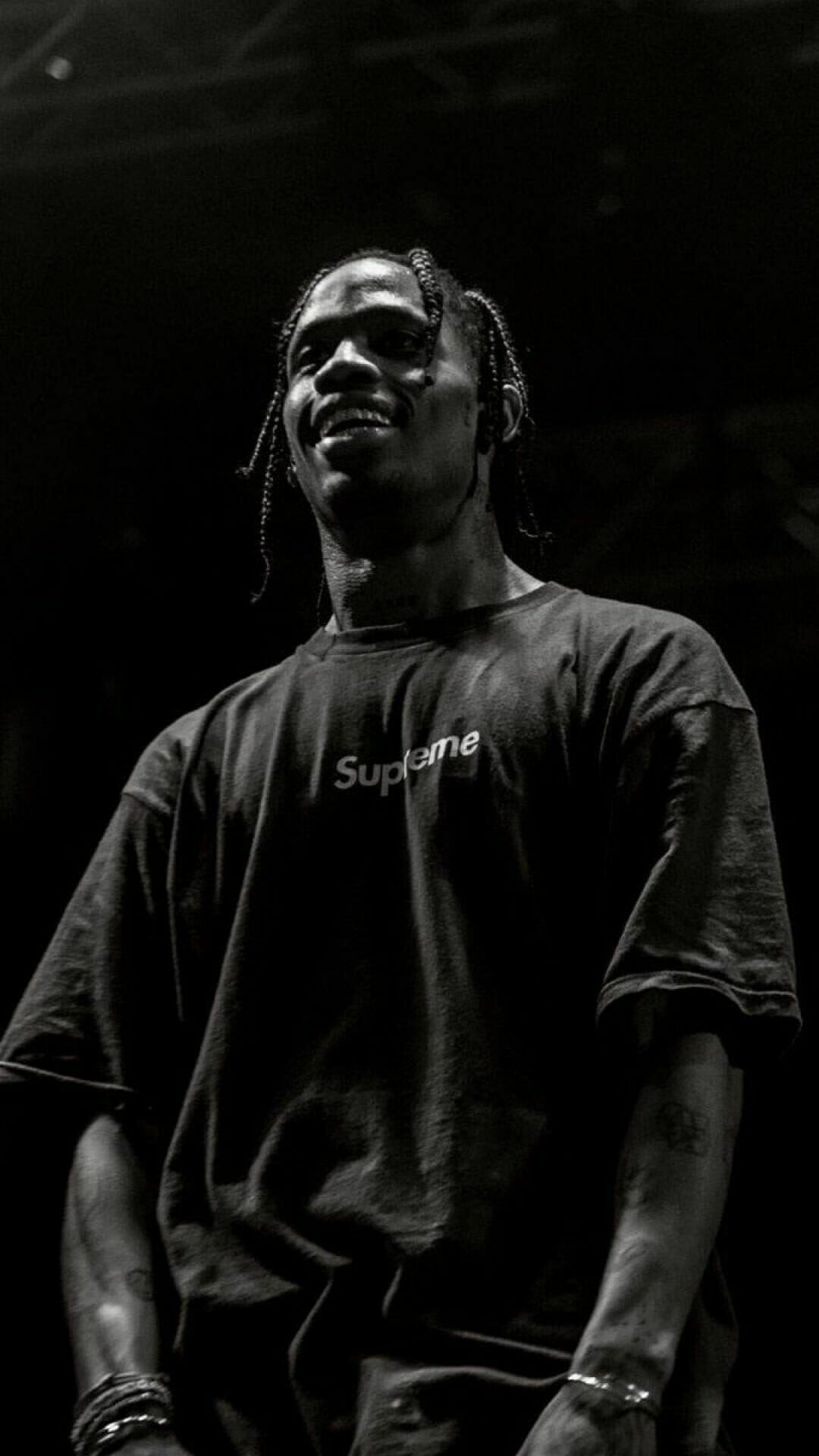 Travis Scott: Rapper, Collaborated with artists such as Post Malone, Wiz Khalifa, and Gucci Mane, Monochrome. 1080x1920 Full HD Background.