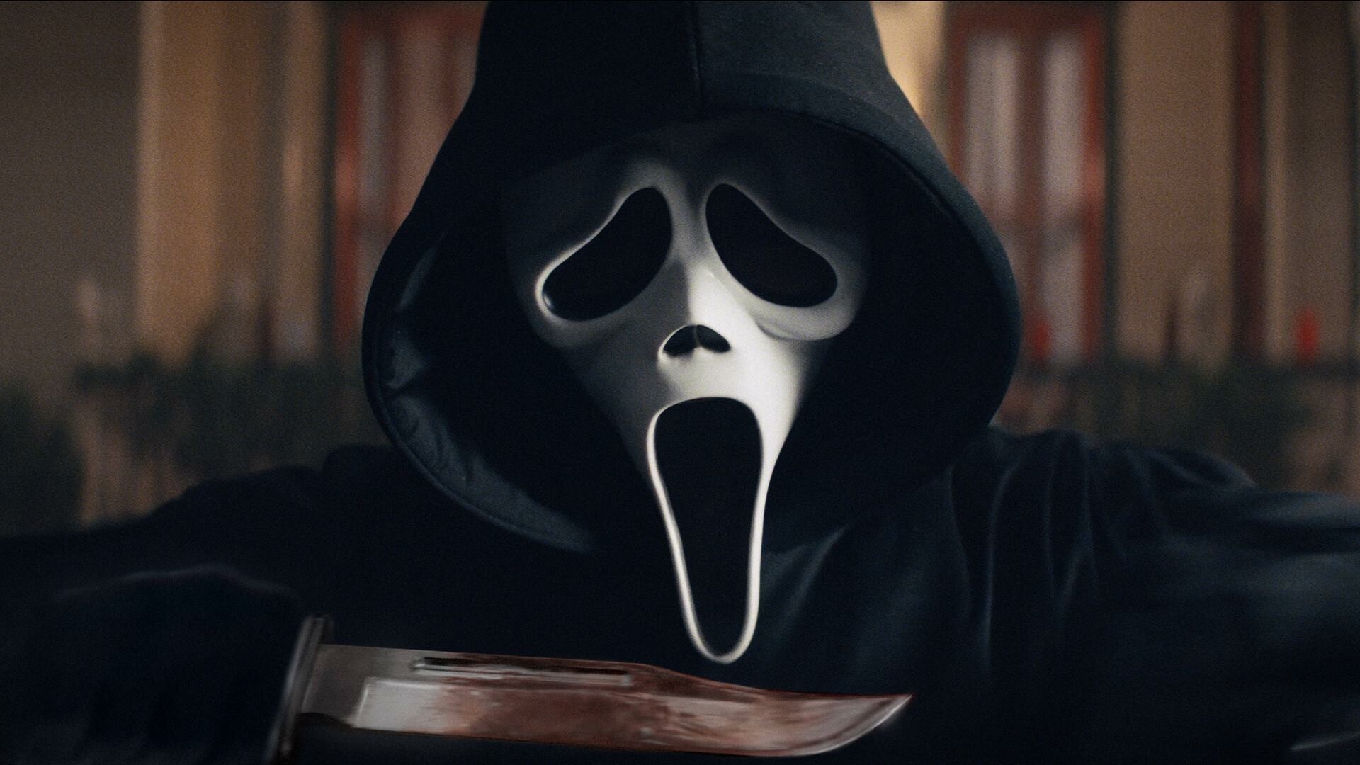 Scream (2022): The film's music score was composed by Brian Tyler, Ghostface. 1920x1080 Full HD Background.