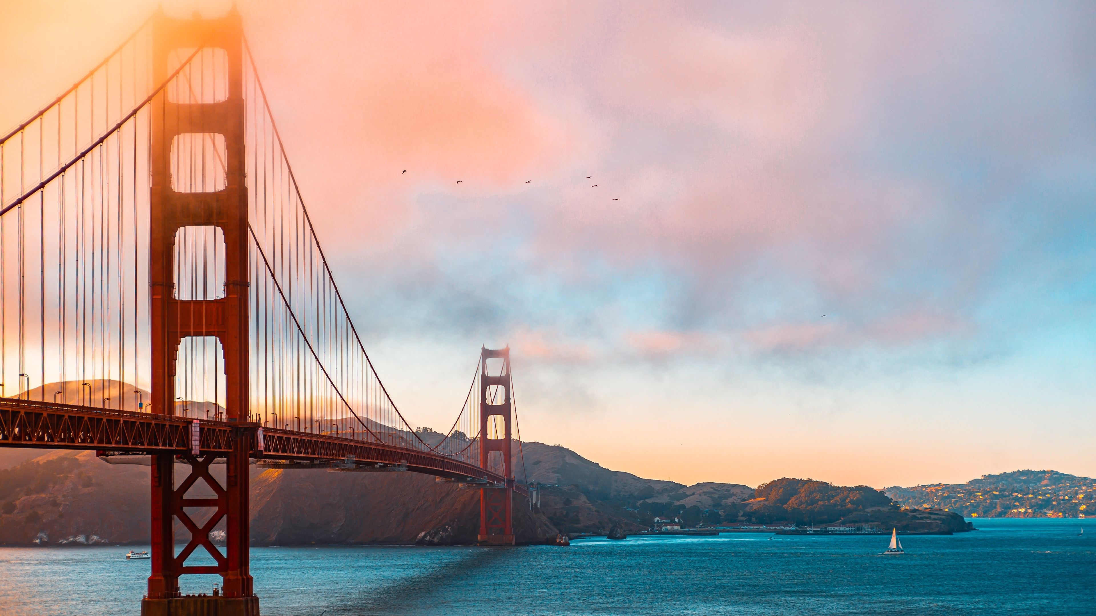 Golden Gate, Widescreen wallpapers, Backgrounds, Landmark, 3840x2160 4K Desktop