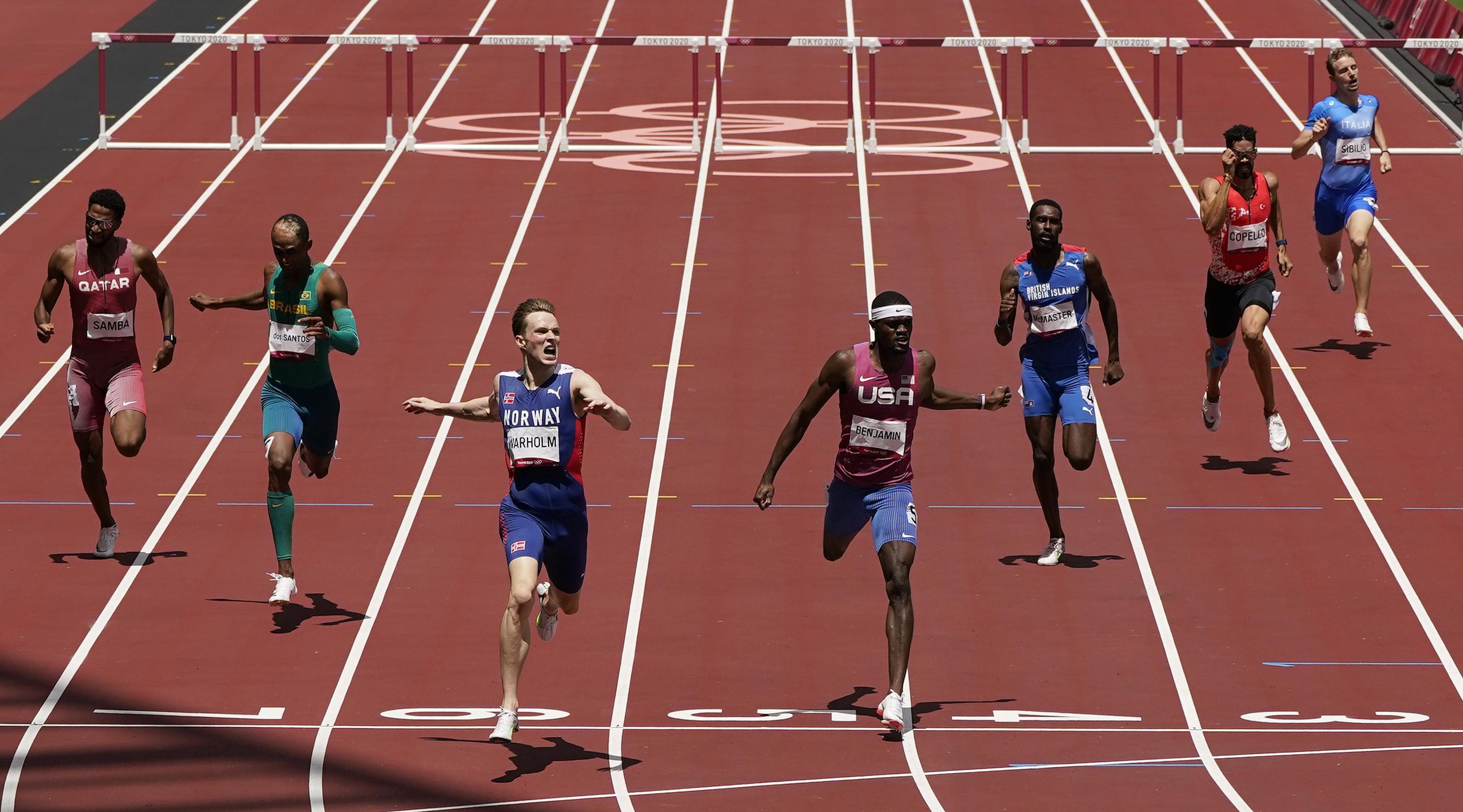 Abderrahman Samba, Record-breaking hurdles race, 3000x1670 HD Desktop