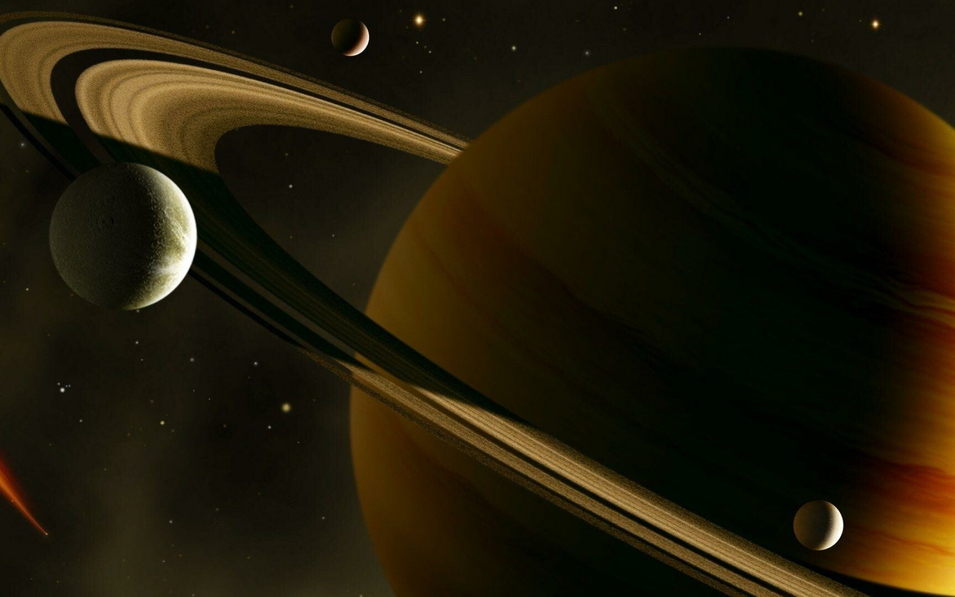Saturn: Has the second-shortest day of any of the Solar System’s planets. 1920x1200 HD Background.