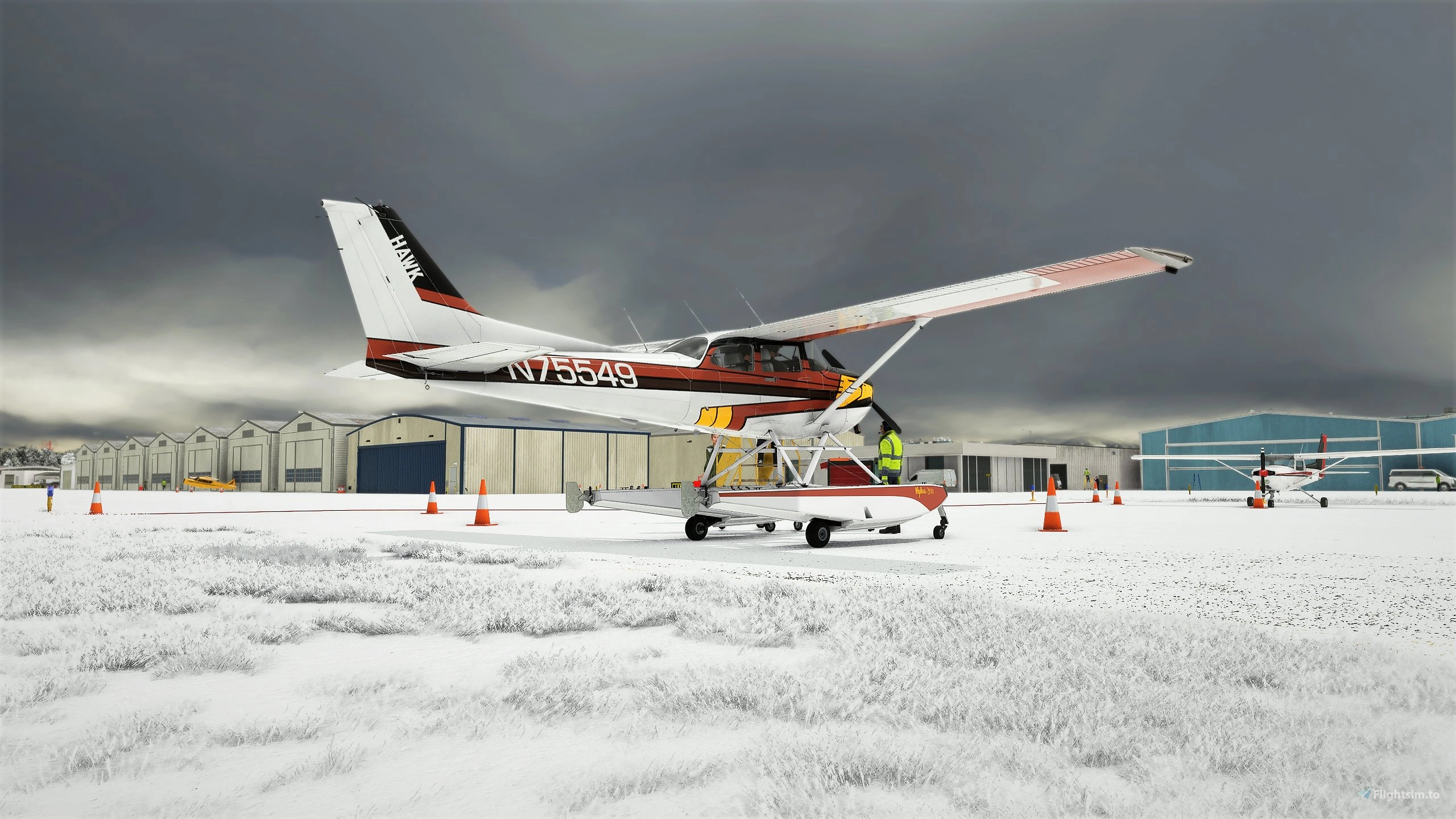Cessna 172 Travel, Cessna Hawk livery, Flight simulator, World travel, 2560x1440 HD Desktop