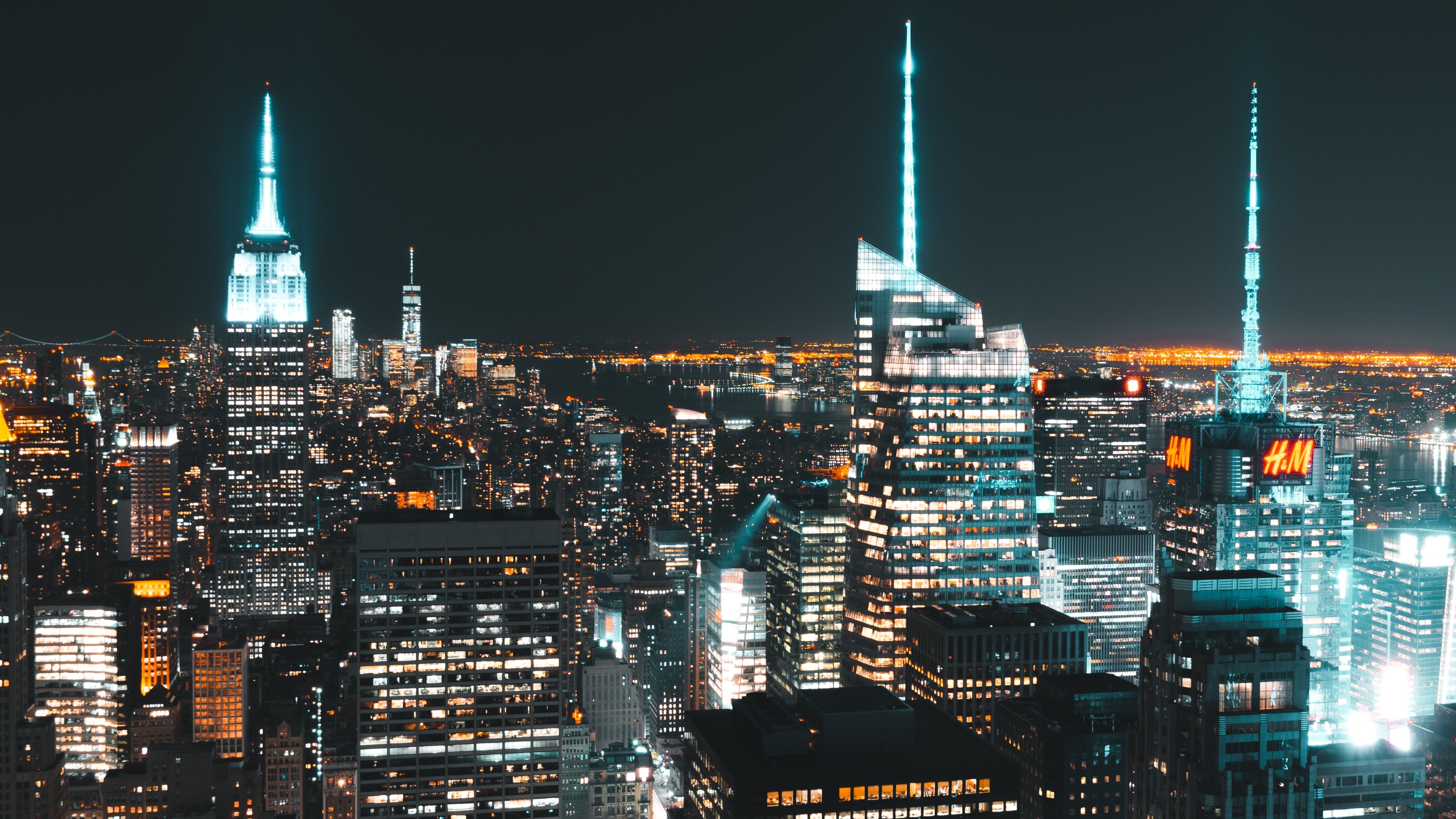 Manhattan Skyline, Night views, 3840x2160 4K Desktop