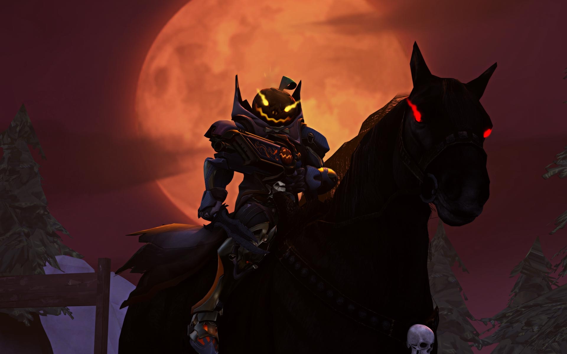 Headless Horseman, Overwatch character, Eerie darkness, Midnight encounter, 1920x1200 HD Desktop