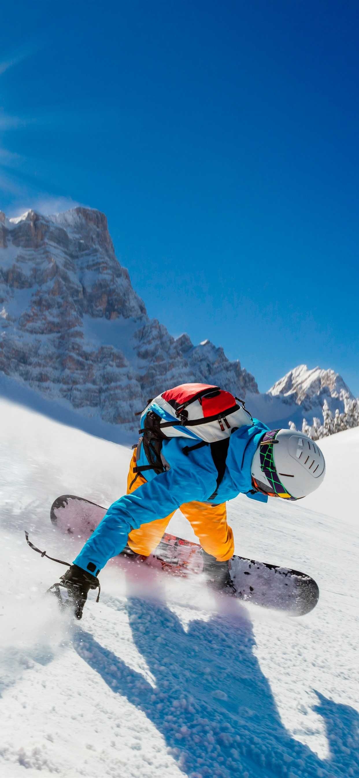 Snowboarding: Alpine snowboarding style, Hard packed snow sport discipline. 1250x2690 HD Background.