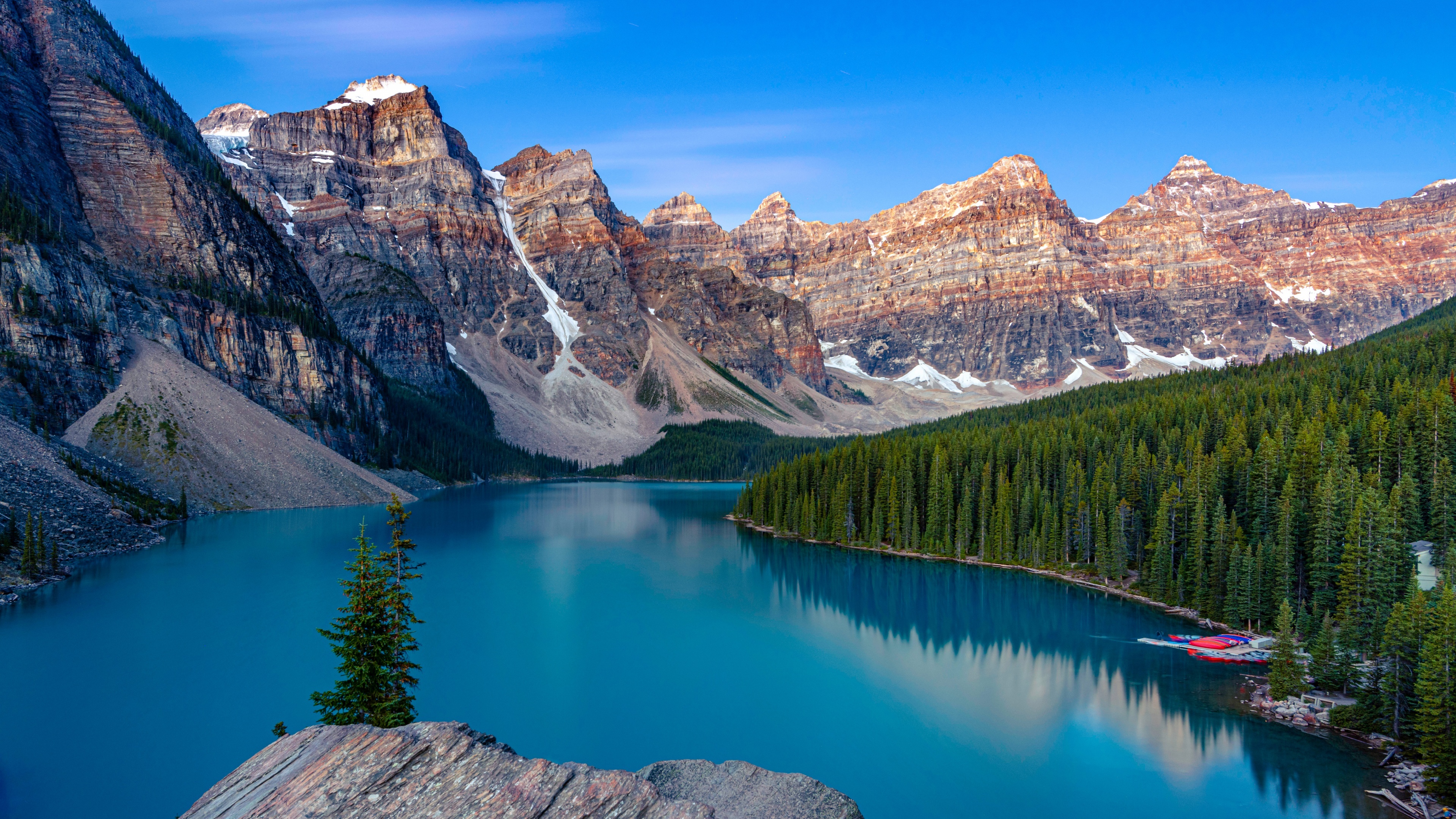 Moraine Lake, Turquoise water, Valley of the Ten Peaks, Serene nature, 3840x2160 4K Desktop