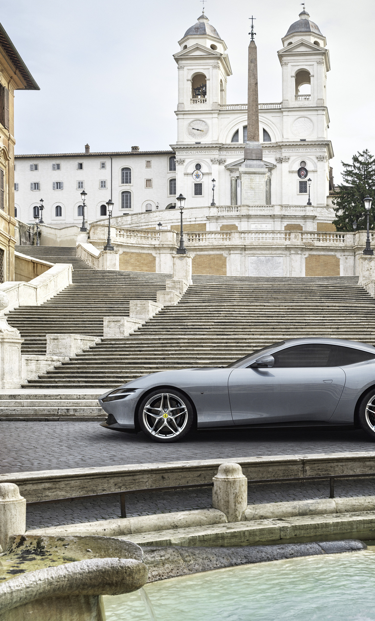 Spanish Steps, Ferrari Roma, Stunning car, Luxury design, 1280x2120 HD Handy