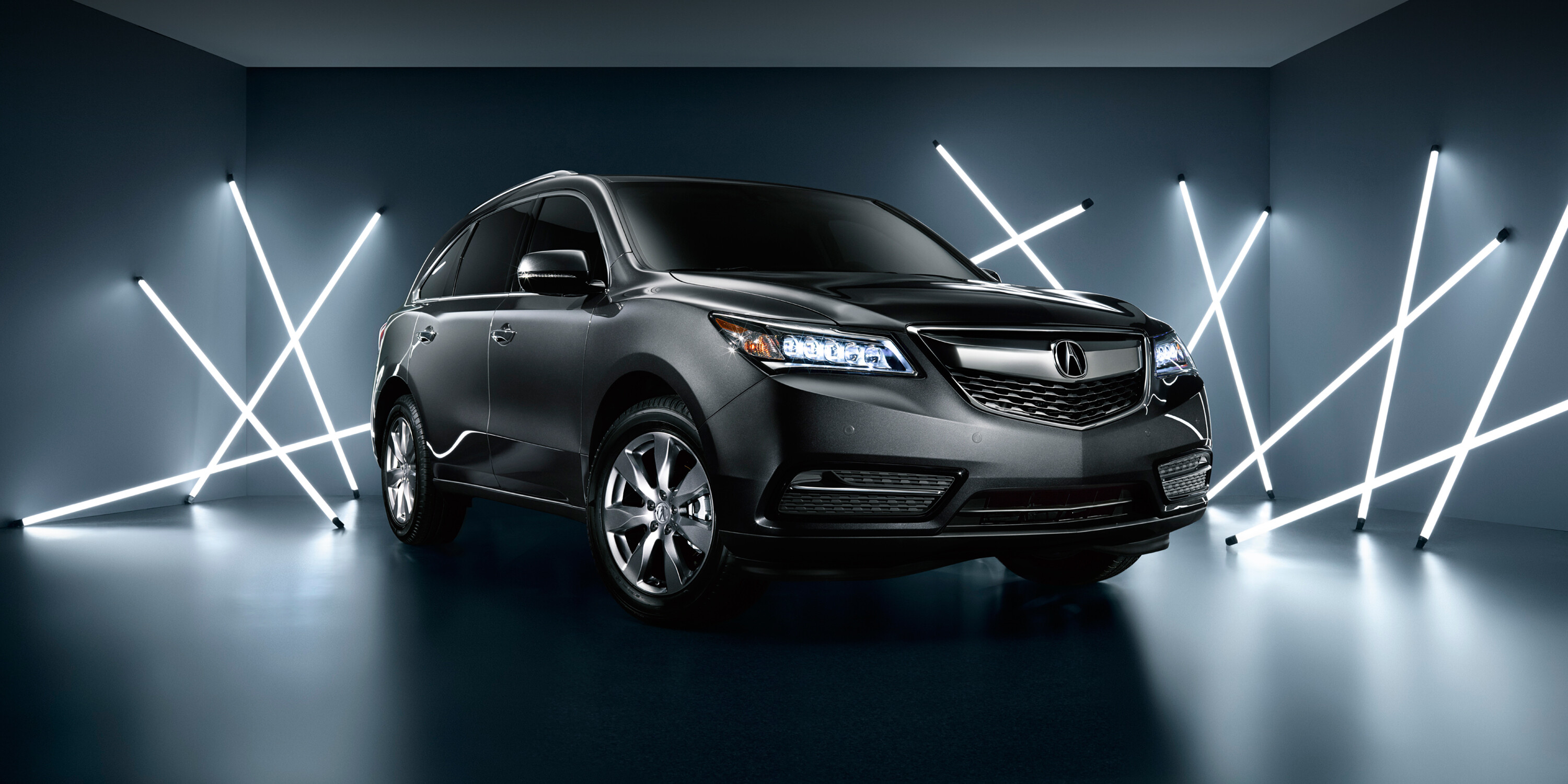 Acura: MDX, A mid-size luxury crossover SUV produced by the Japanese automaker Honda under its luxury division since 2000. 3000x1500 Dual Screen Background.