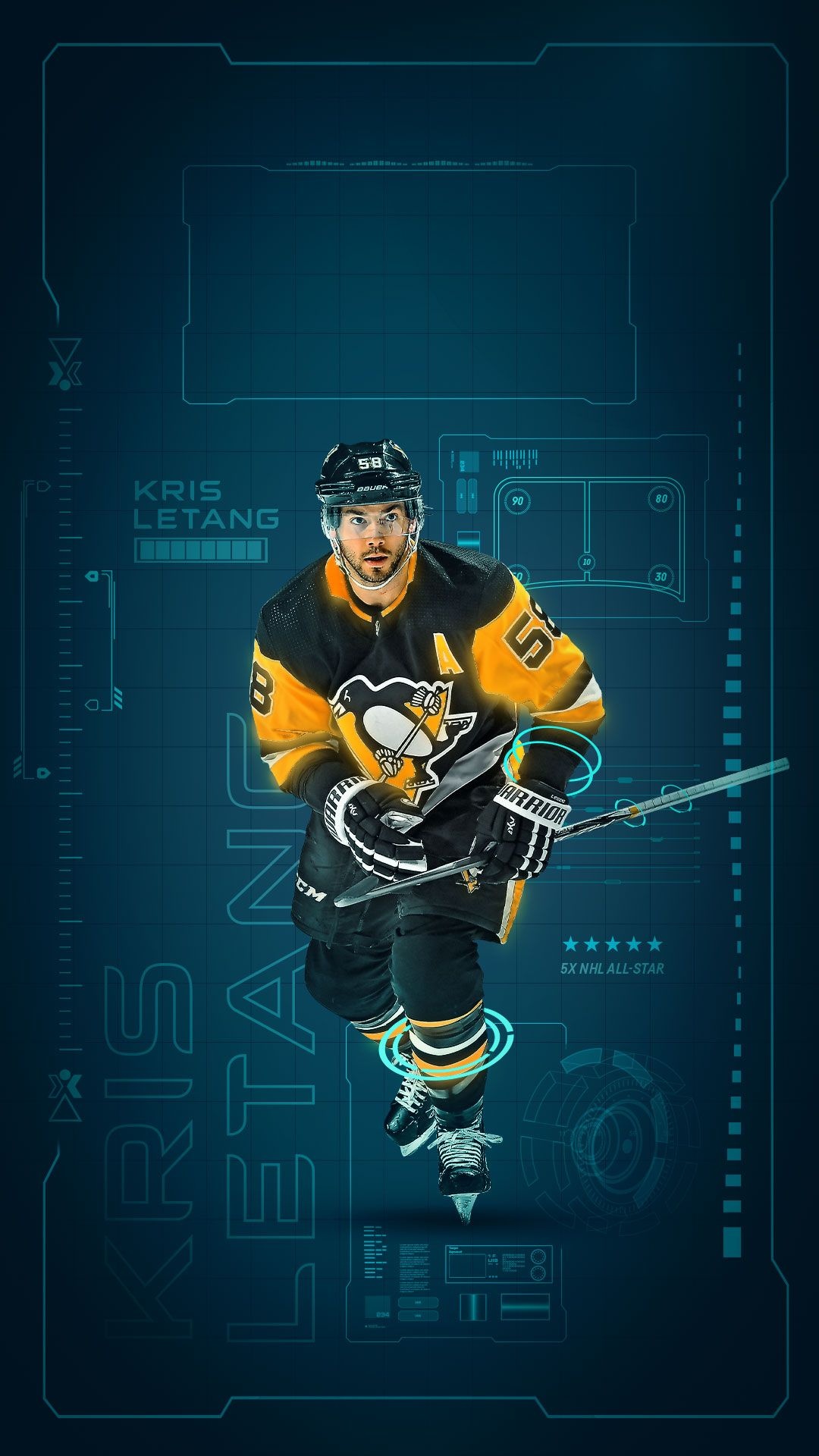 Kris Letang, Wallpaper by Ethan Tremblay, Hockey player, 1080x1920 Full HD Handy