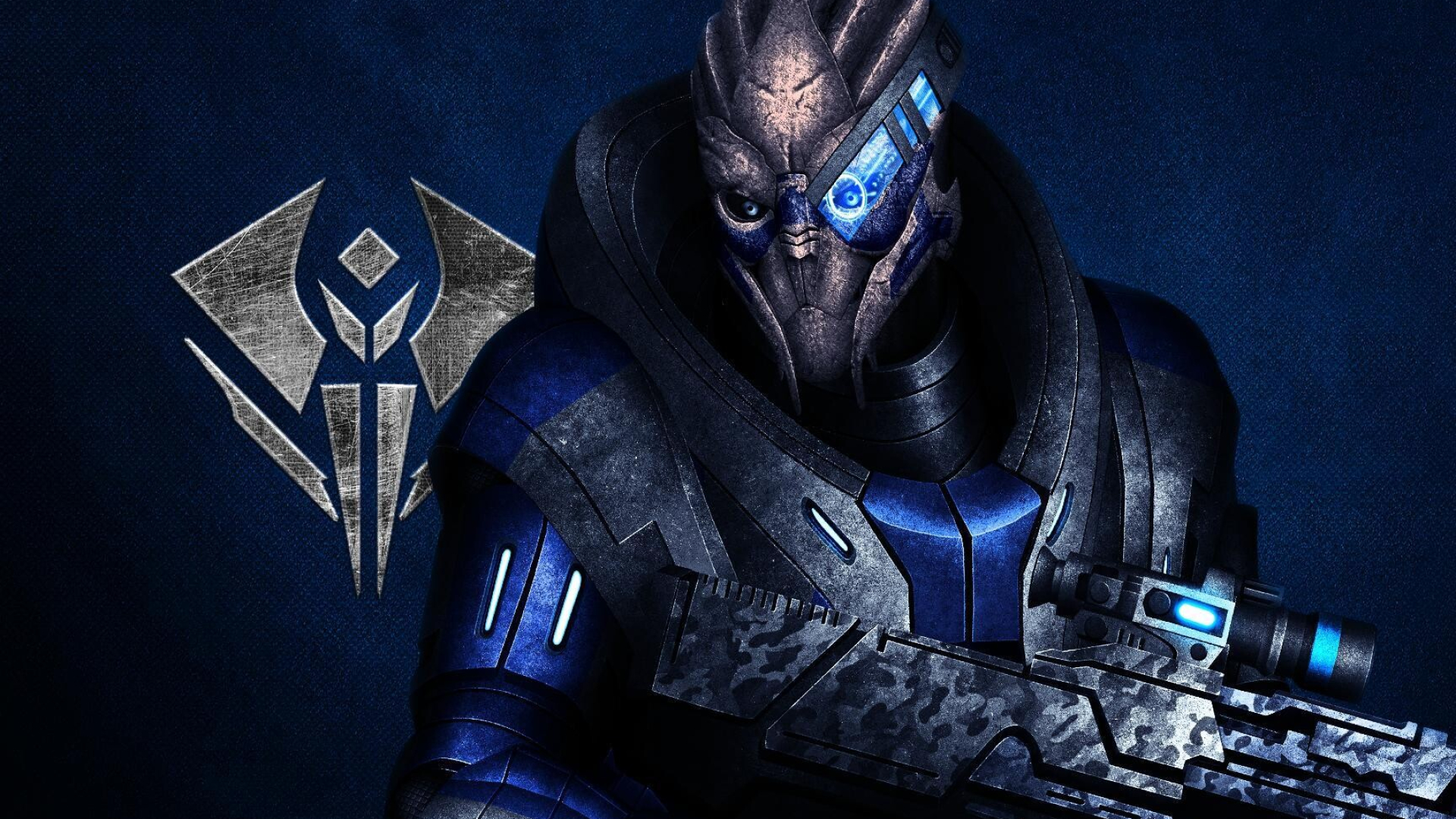 Garrus Vakarian: Excellent sniper, tactical genius, Turian agent and just a good friend for Shepard. 1920x1080 Full HD Background.