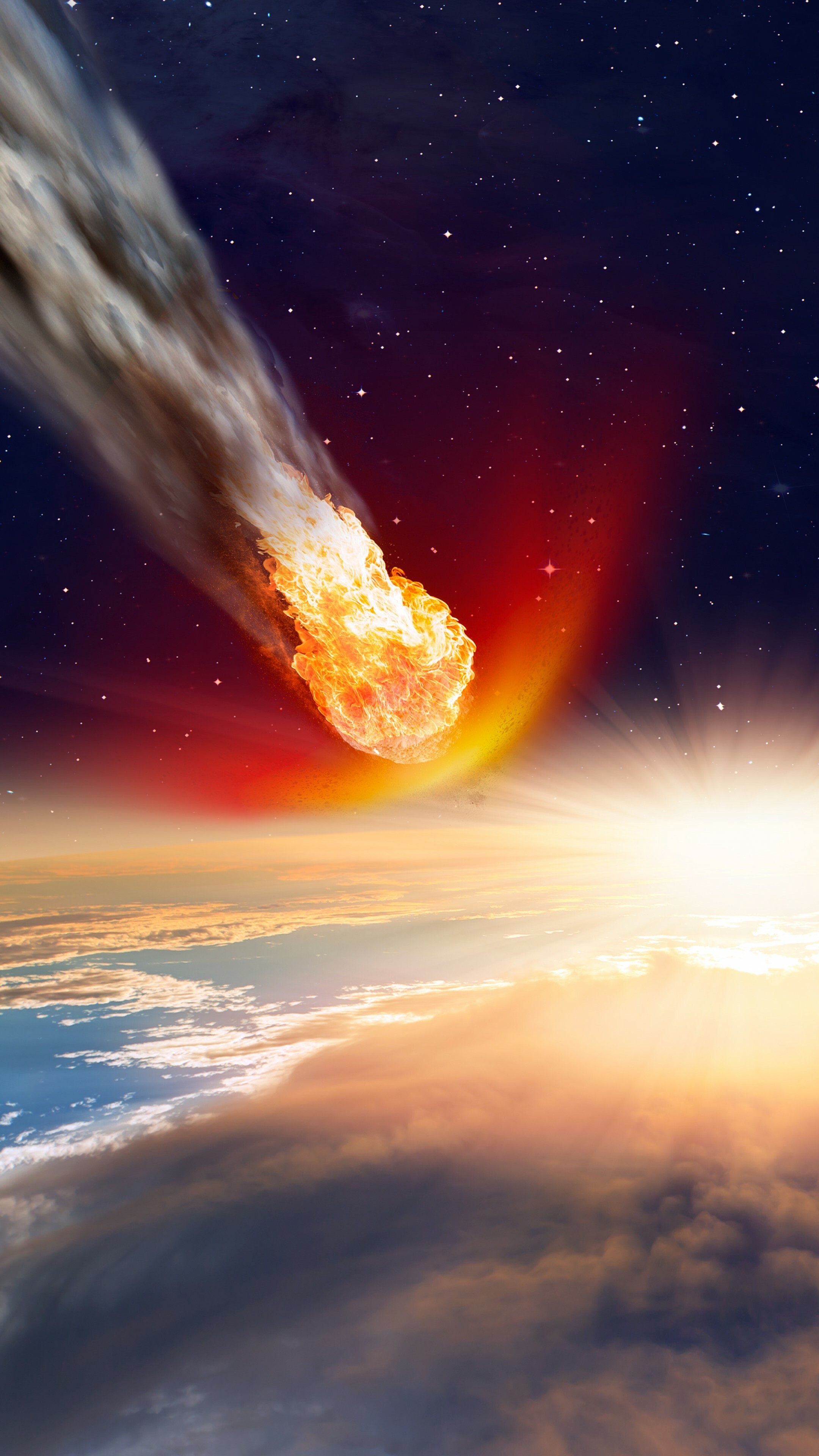 Meteor: Asteroid, A naturally occurring solid object, which is smaller than a planet, Space. 2160x3840 4K Wallpaper.
