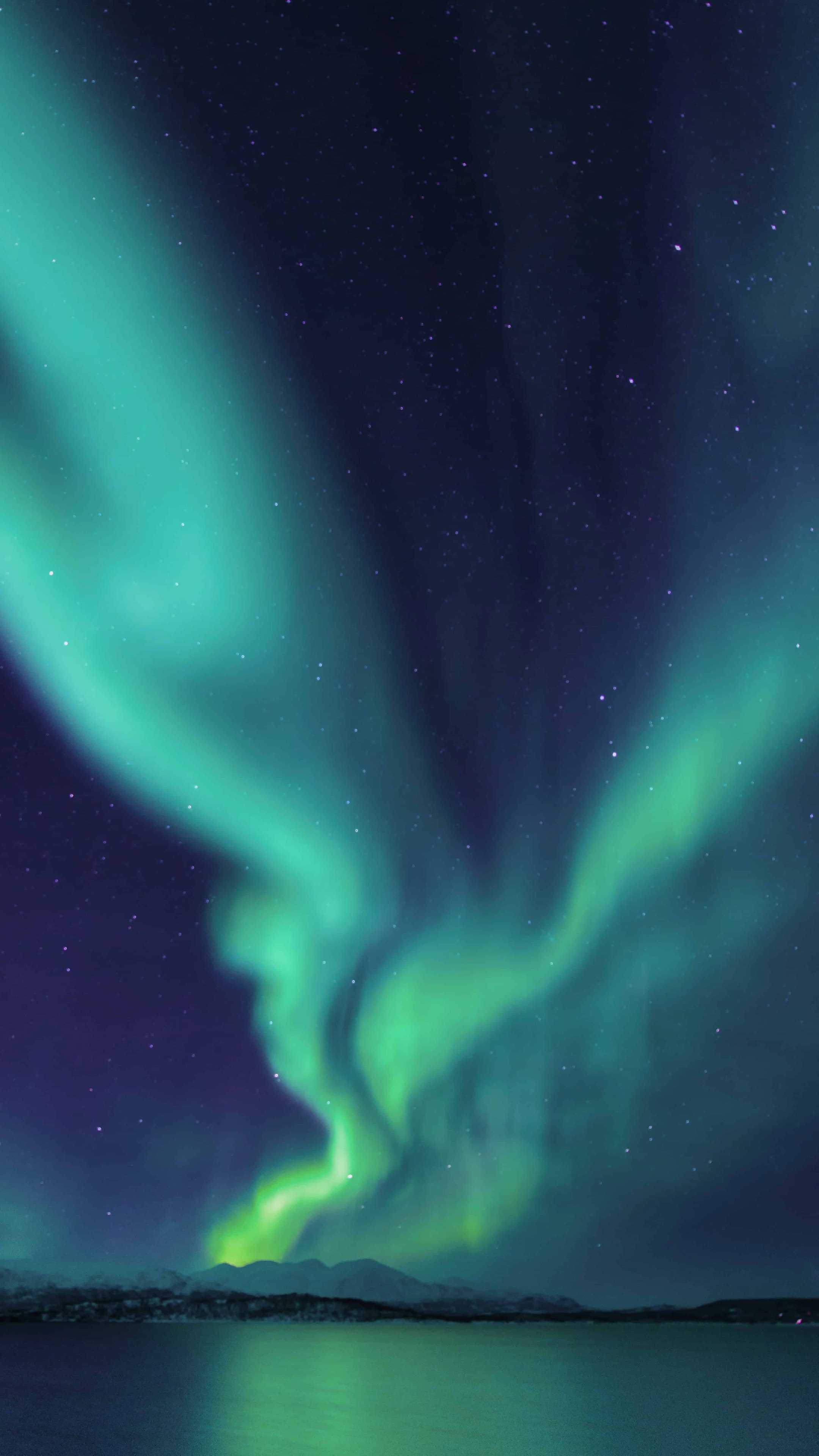 Finland: Northern lights, Swedish is the native language of 5.2% of the population. 2160x3840 4K Wallpaper.