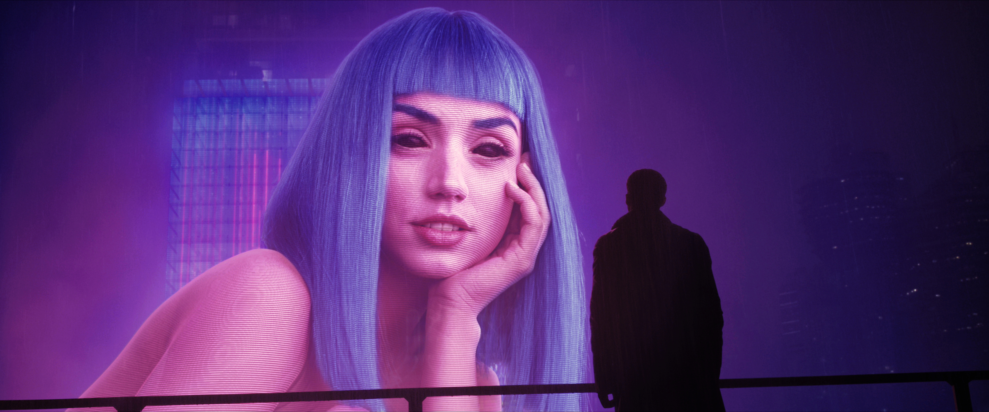 Blade Runner 2049 cyberpunk movie, Ana de Armas, Ryan Gosling, Stunning wallpaper resolution, 3840x1610 Dual Screen Desktop
