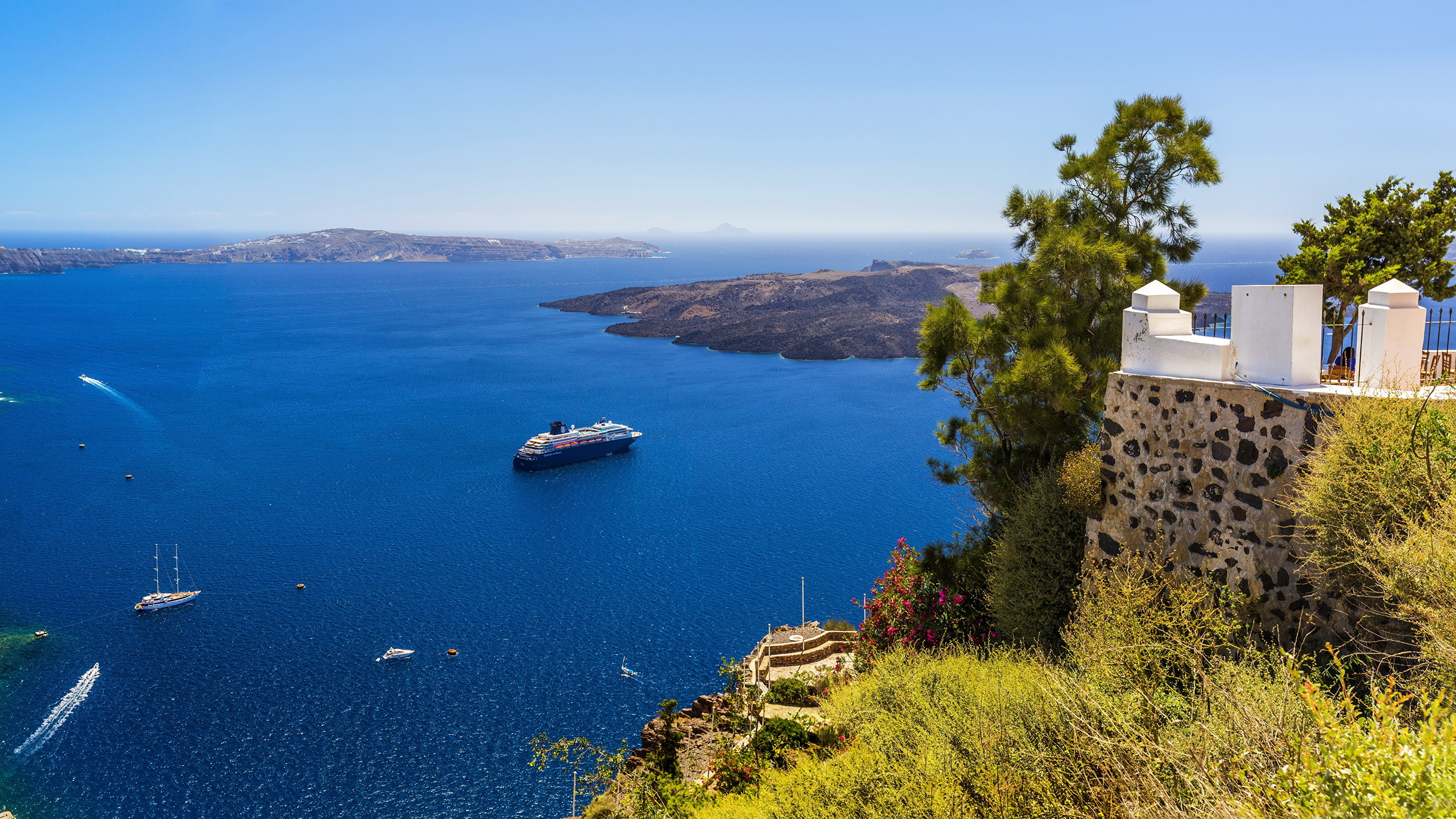 Santorini wallpapers, Greek island bliss, Aegean Sea paradise, Caldera views, 3840x2160 4K Desktop
