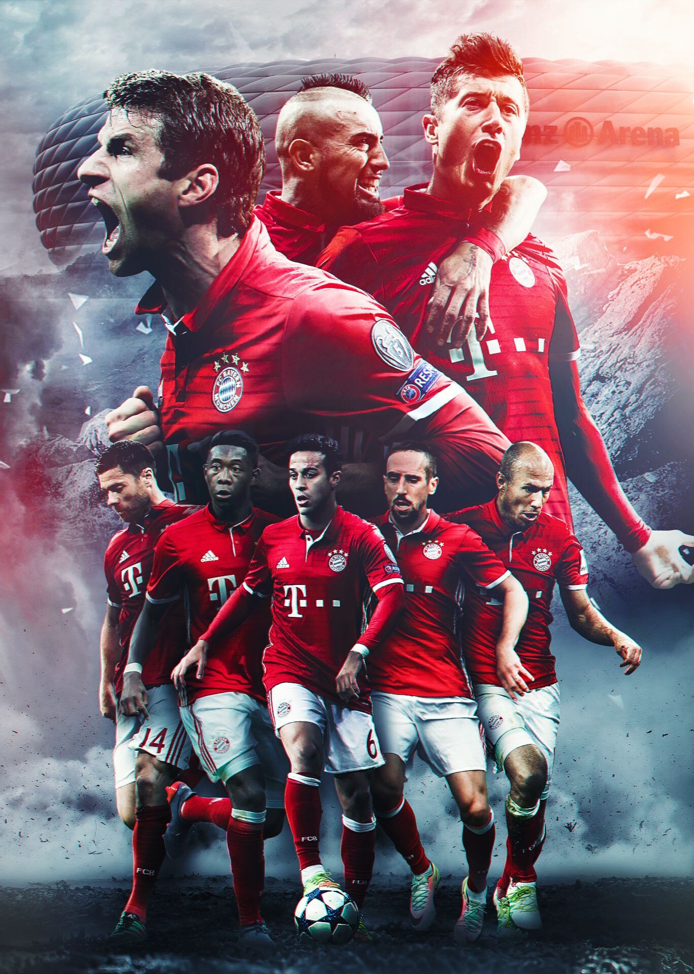 Germany Soccer Team: Bayern Munich, Robert Lewandowski, Thomas Muller, Arjen Robben, Franck Ribery, Robbery. 1370x1920 HD Wallpaper.
