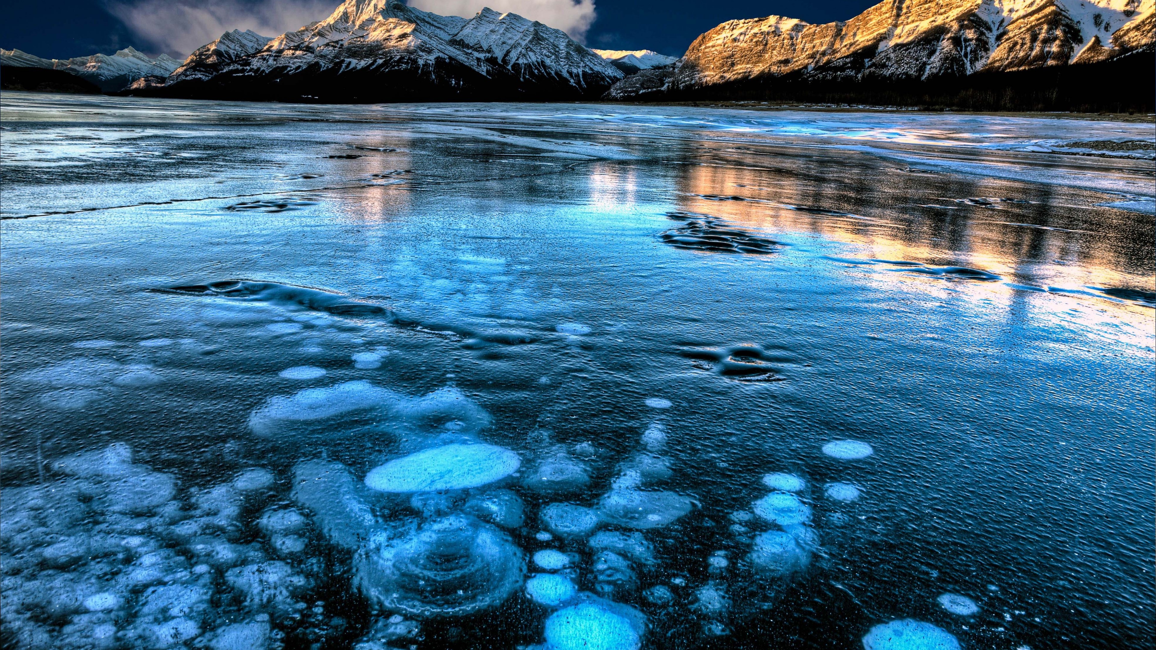 Abraham Lake Canada, Mountain ice 4K, 3840x2160 4K Desktop