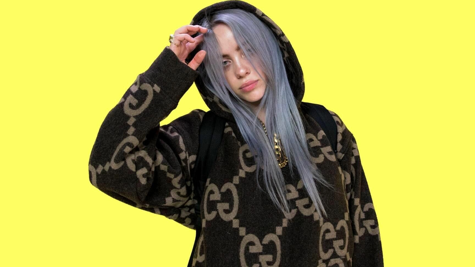 Billie Eilish: The first artist born in the 21st century to top the Billboard 200. 1920x1080 Full HD Background.