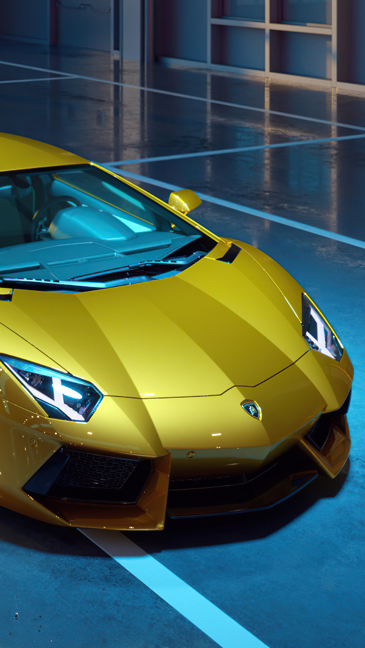 Gold Lamborghini: Aventador, The successor for the Murcielago and is made by hand in Sant'Agata Bolognese, Italy. 1440x2560 HD Background.