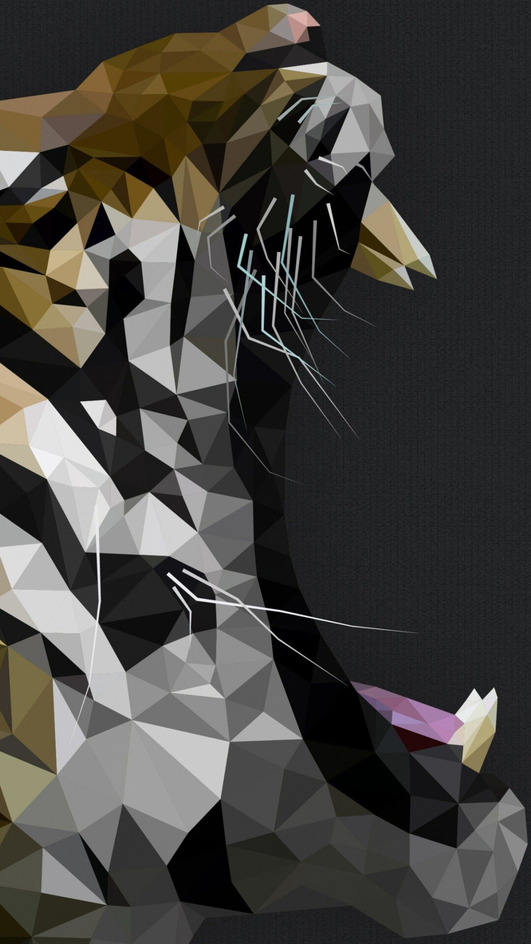 Geometric Animal: An artistic movement created in the early 20th century by artists with a fascination for regular shapes, Tiger. 1080x1920 Full HD Wallpaper.