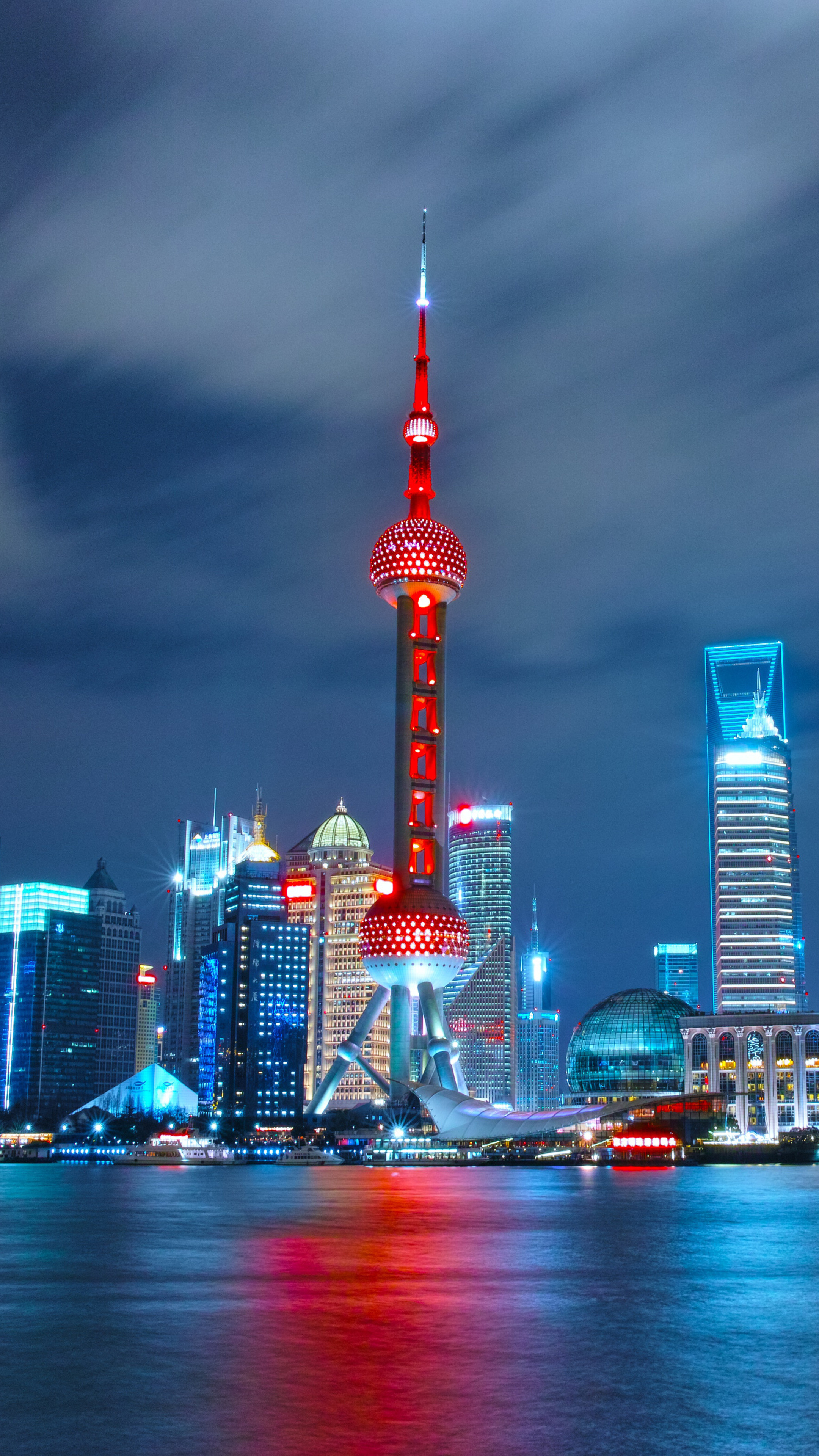 Shanghai Skyline, Wai Tan, Shanghai China, Xperia wallpapers, 2160x3840 4K Handy