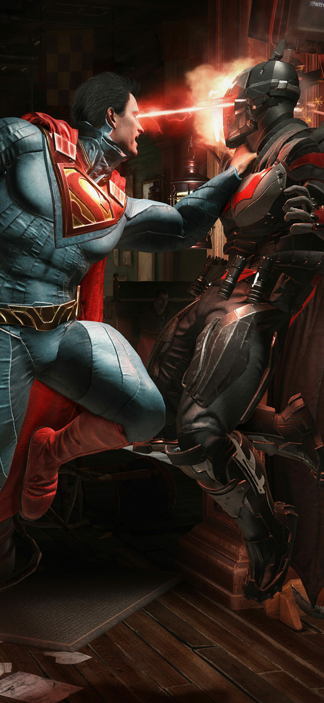 Injustice: A fighting game that blends classic Arcade style gameplay mechanics with an intriguing storyline that pits classic DC Comics. 1080x2340 HD Wallpaper.