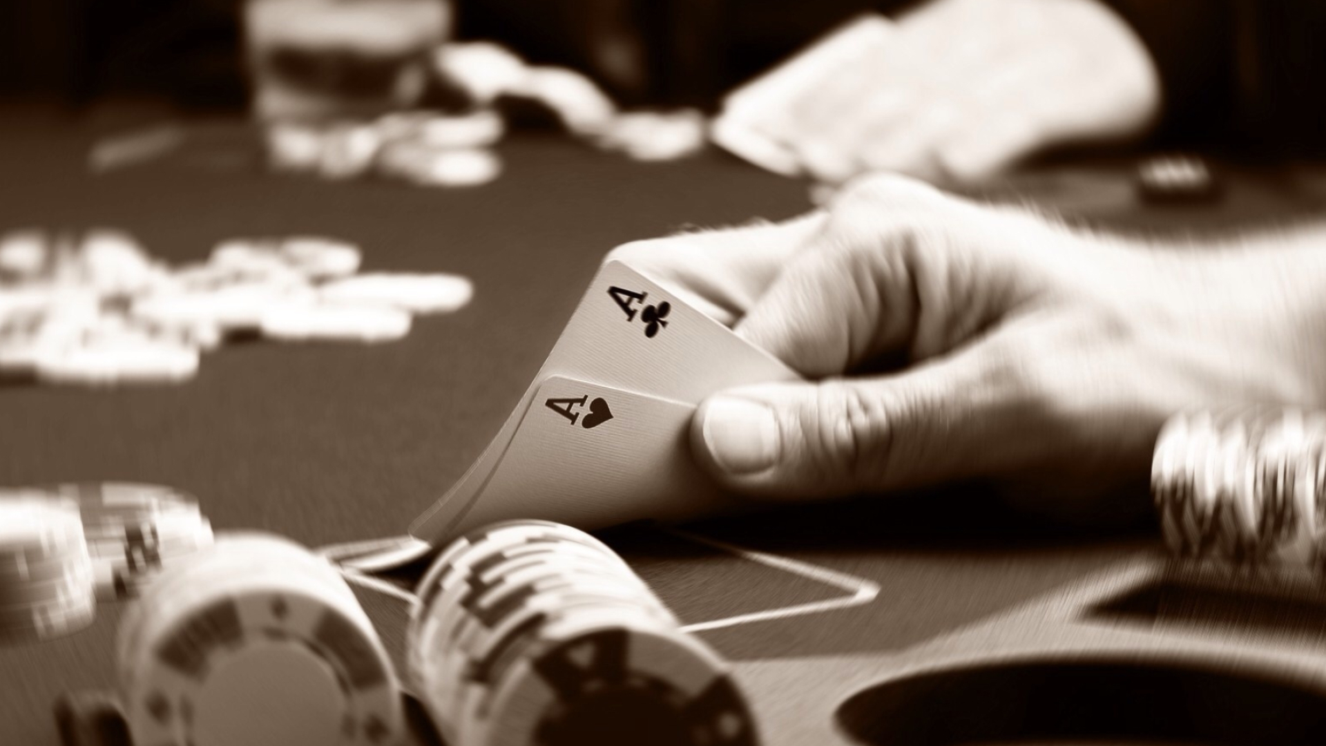 Poker: Ace-Ace, AA, Pocket aces, The best starting hand. 1920x1080 Full HD Wallpaper.