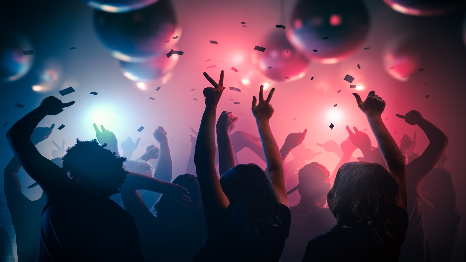 Nightclub: An entertainment spot that is open from the evening until early morning. 1920x1080 Full HD Background.