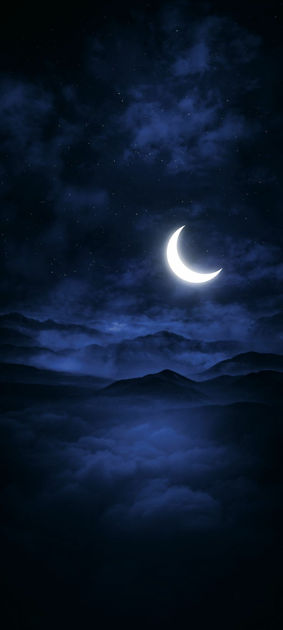 Moonlight: The evening twilight, Moon, Darkness, Atmospheric phenomena. 1080x2400 HD Wallpaper.