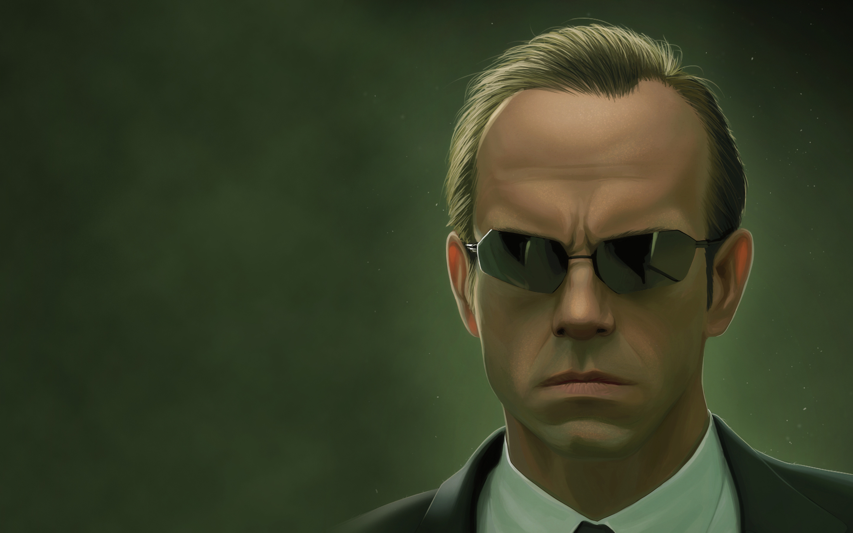 Agent Smith (The Matrix), Green glasses, Hugo Weaving, Films of the section, 2880x1800 HD Desktop