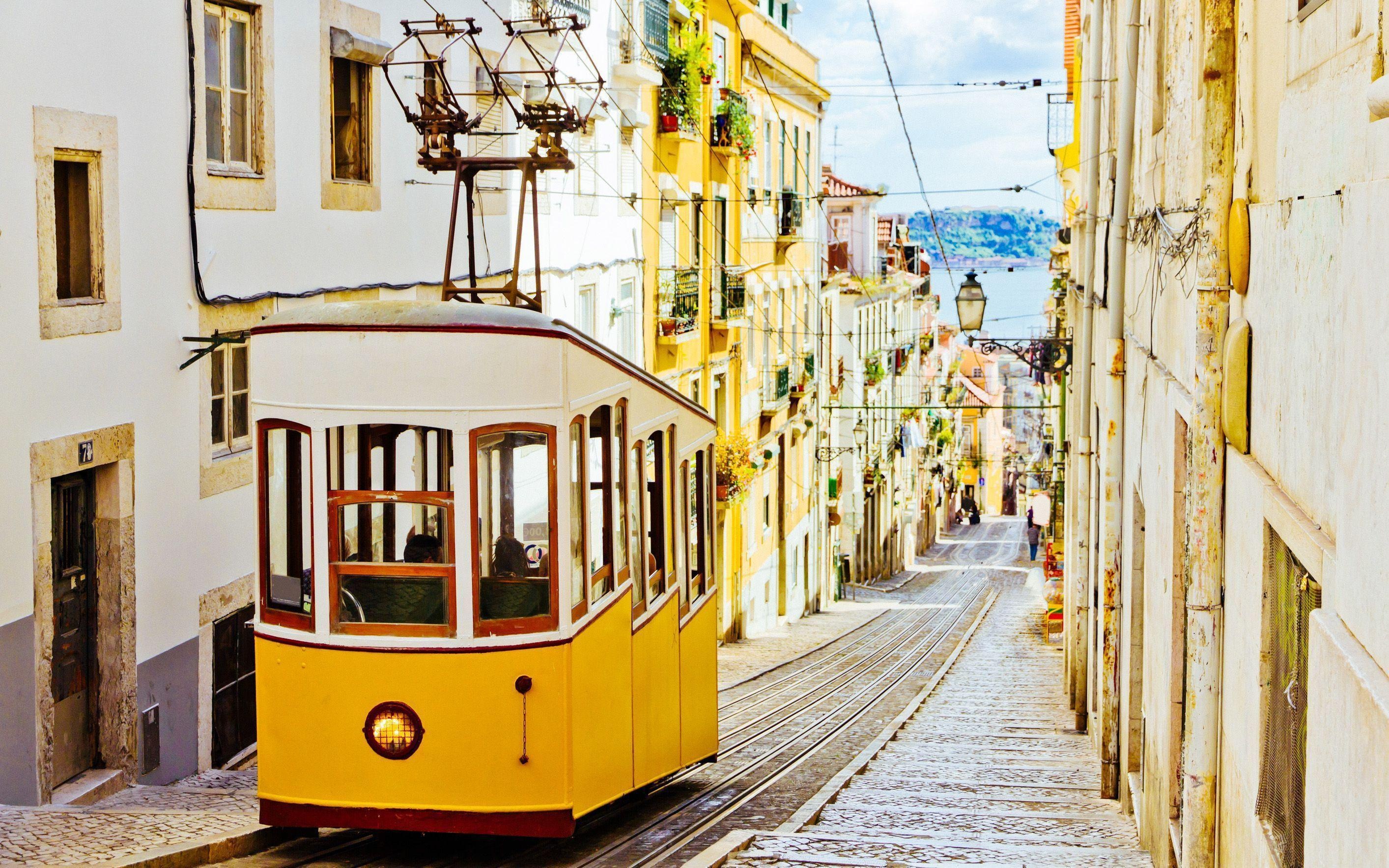 Tram, Lisbon city, Background wallpaper, Urban landscape, 2830x1770 HD Desktop