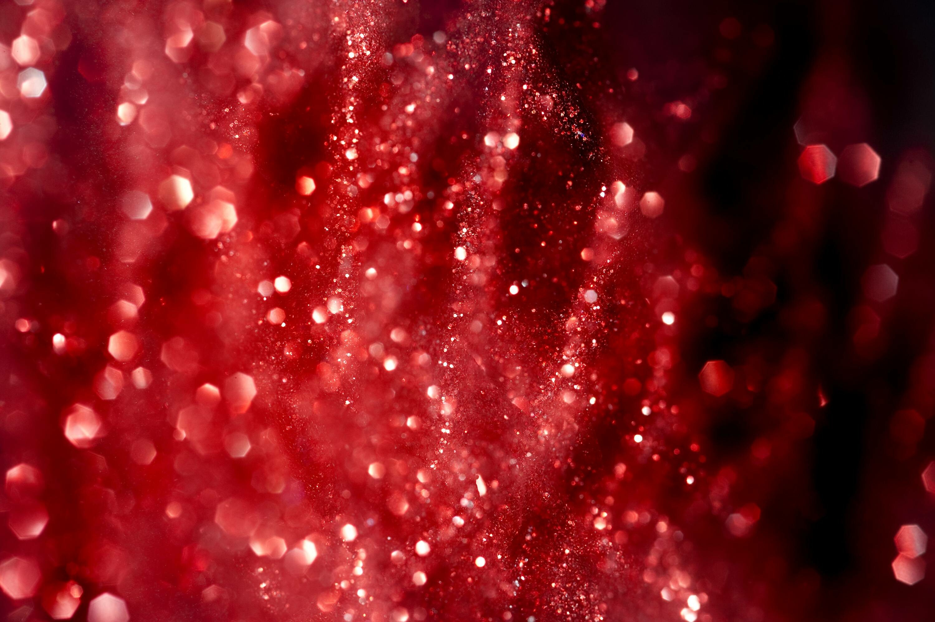 Sparkle: Red, Sprinkled on top of paint, glue, or other substances. 3000x2000 HD Background.