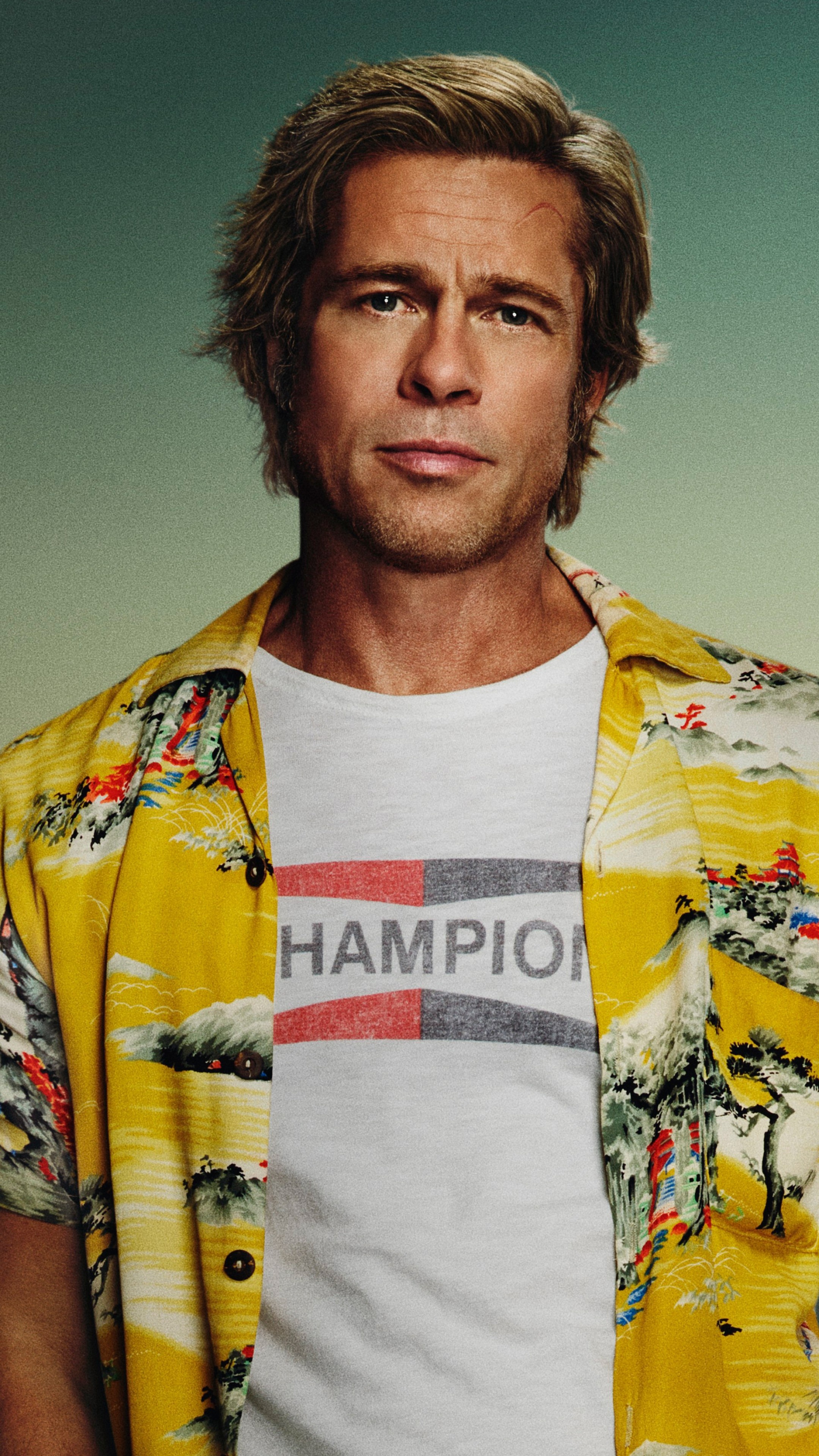 Brad Pitt: Cliff Booth, Once Upon A Time In Hollywood, Leonardo DiCaprio. 2160x3840 4K Background.