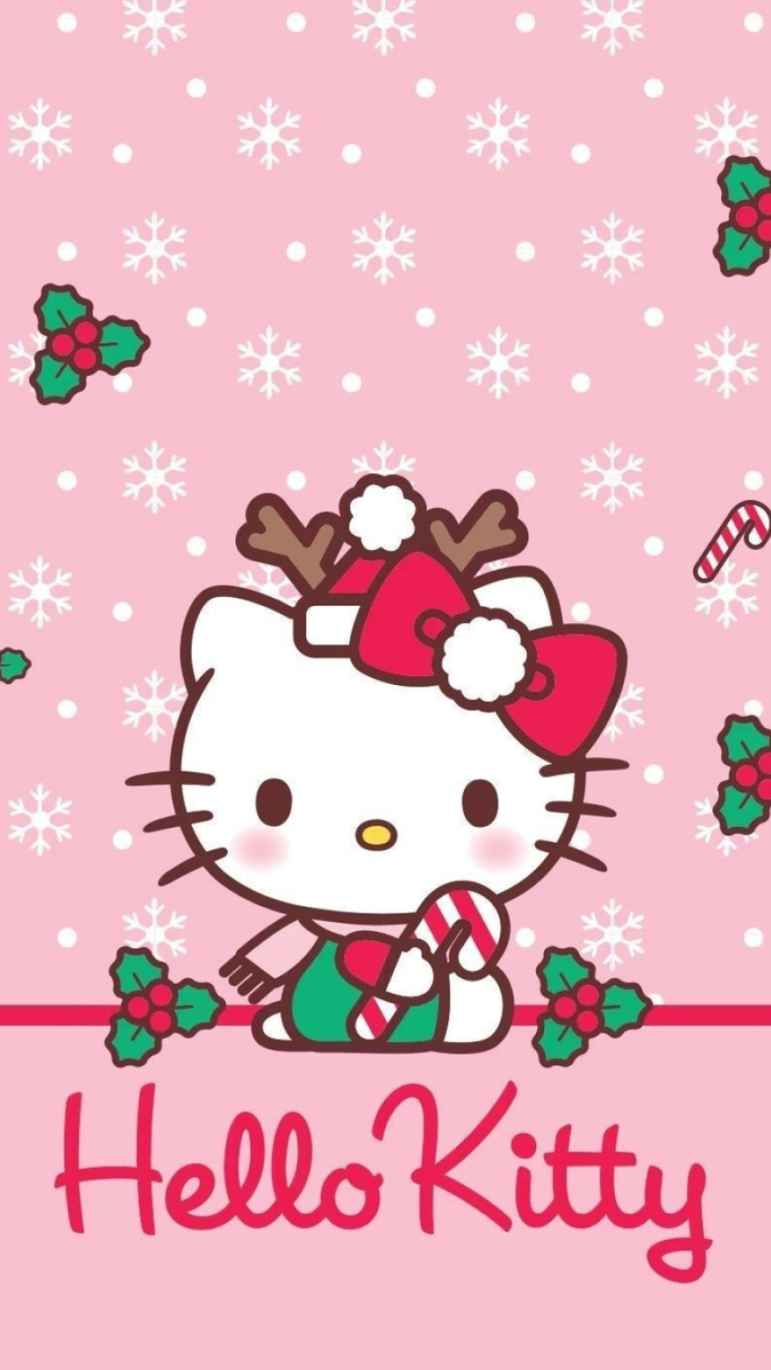 Hello Kitty Christmas, Enjoy the holidays, Hello Kitty center, Festive atmosphere, 1080x1920 Full HD Phone