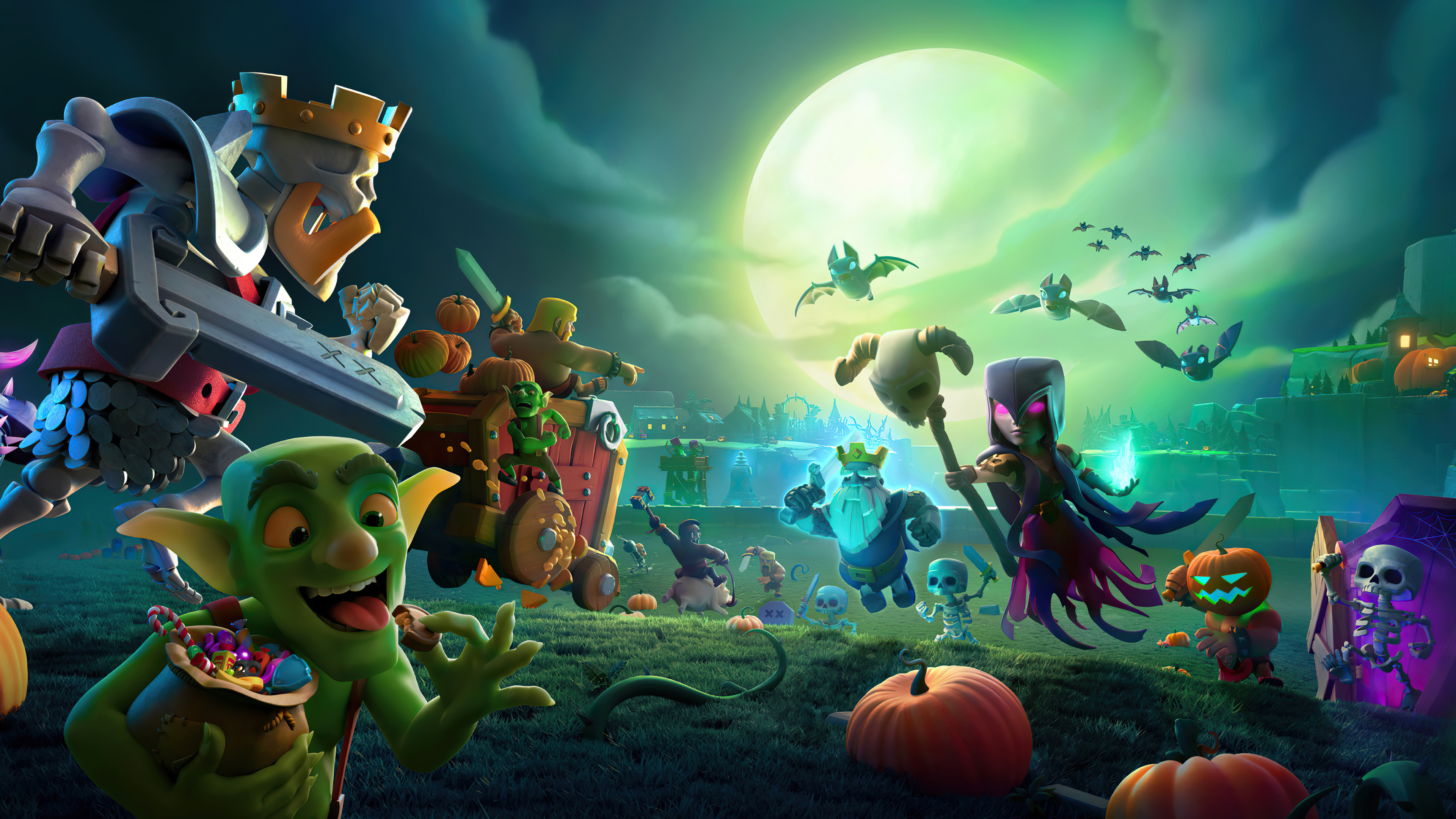Clash of Clans: The game is set in a fantasy-themed persistent world where the player is a chief of a village. 3840x2160 4K Wallpaper.