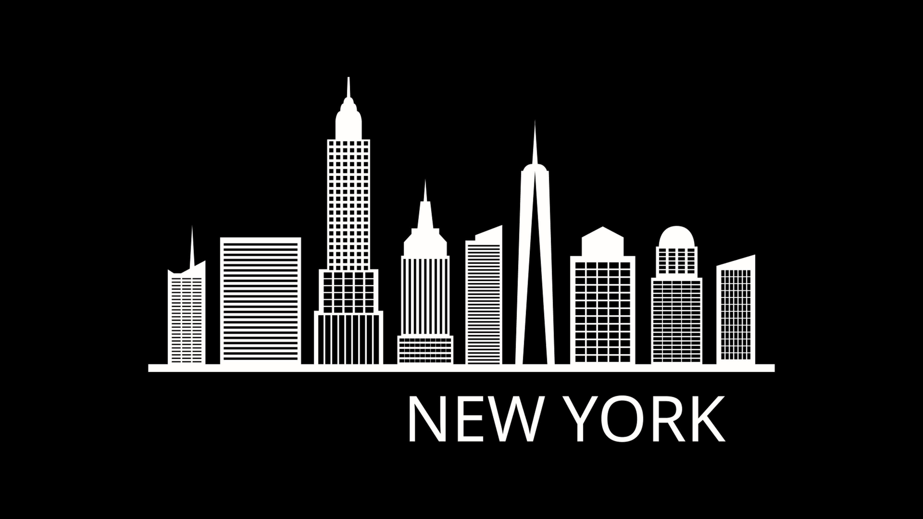 New York skyline on white background, Aerial cityscape, City footage, Urban landscapes, 3840x2160 4K Desktop