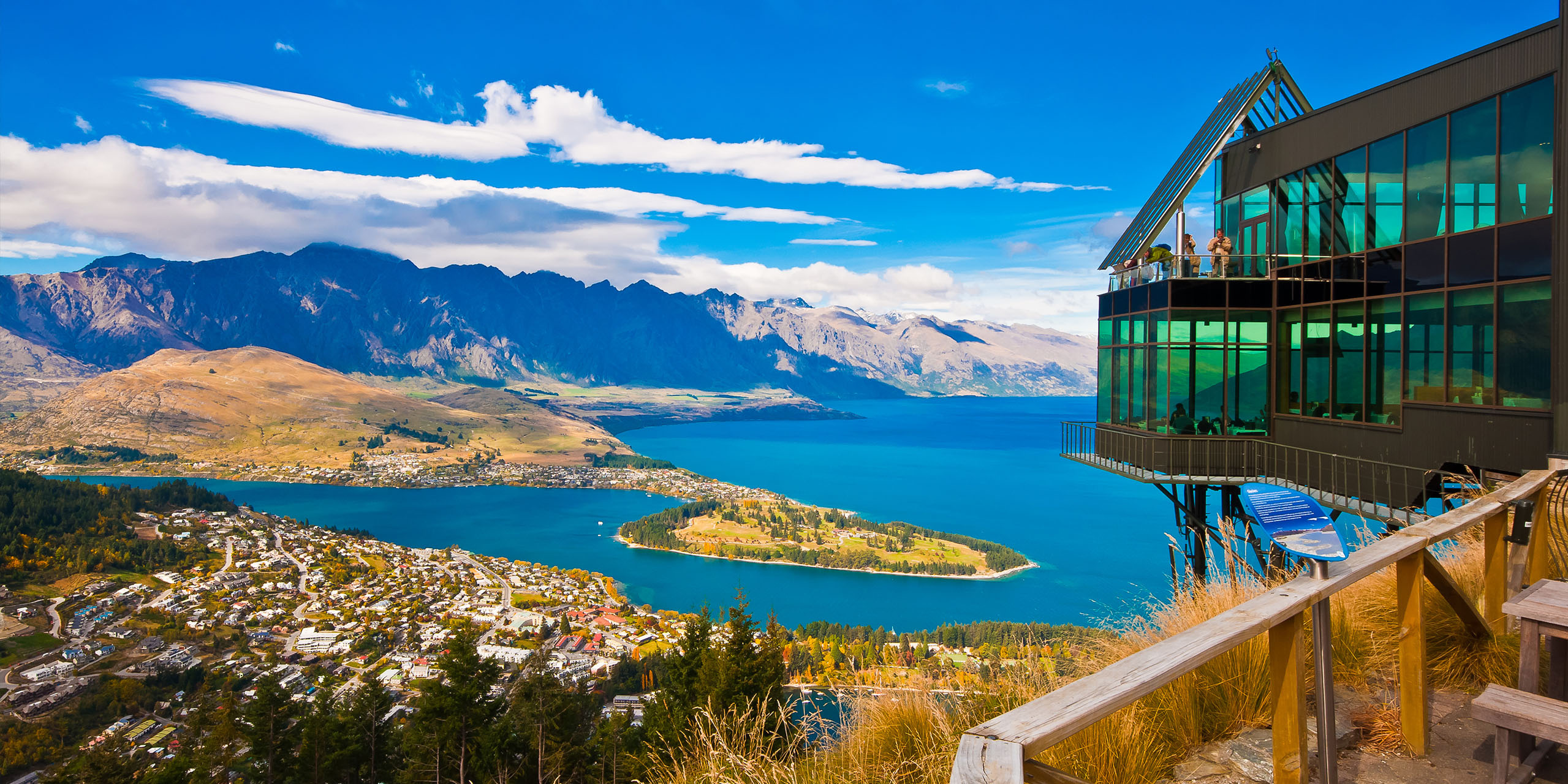 Queenstown aerial view, Colorful aircraft wallpapers, Dystopian fantasy art, Flugzeug beauty, 2560x1280 Dual Screen Desktop