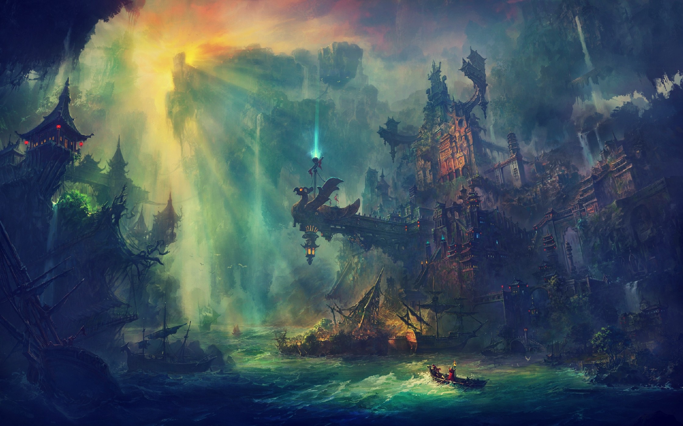 Fantasy art, City ruins, Magical artwork, Spacechrist123 tribute, Artistic screenshot, 2240x1400 HD Desktop